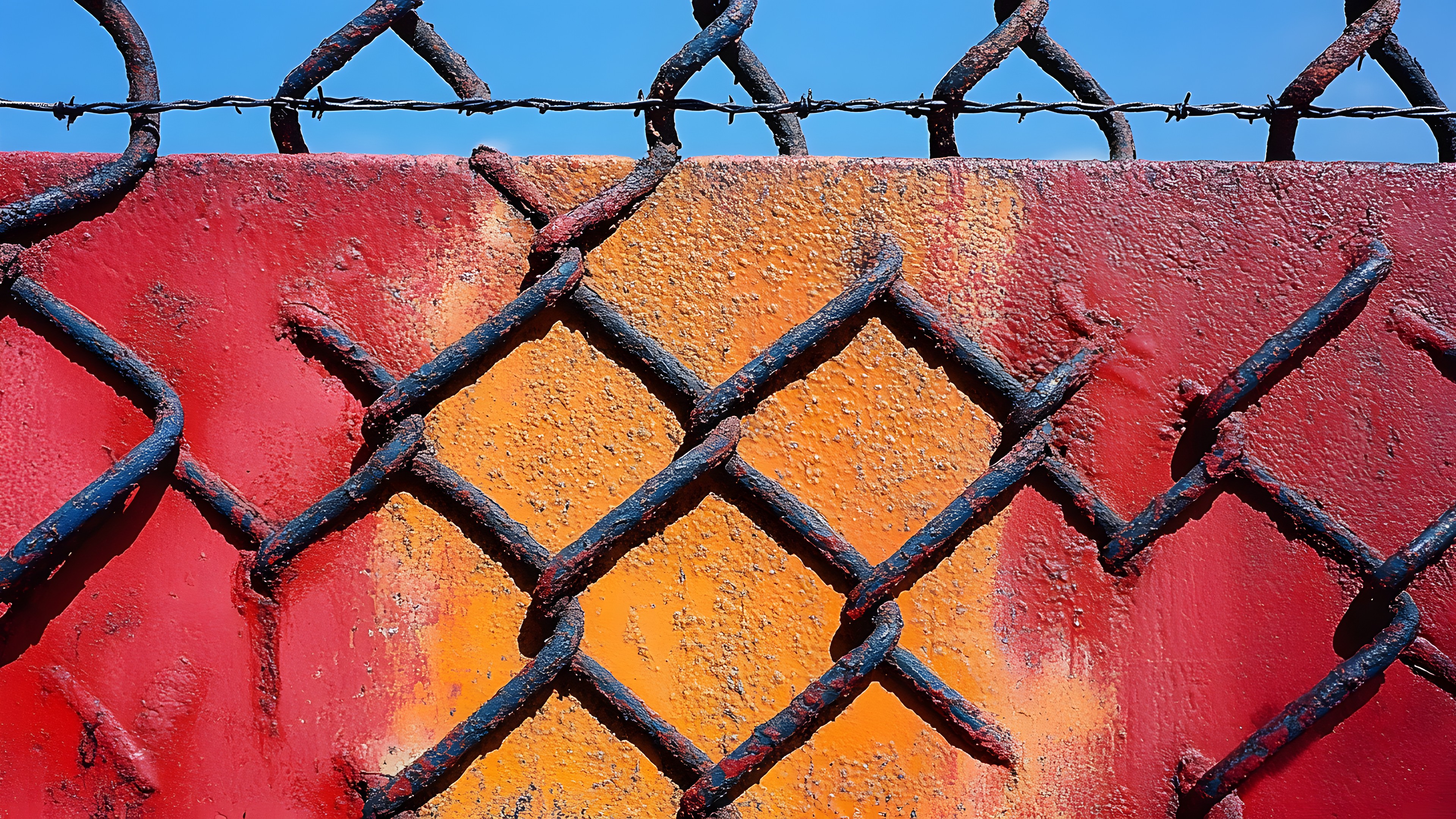 Wire Fencing, Red, Mesh, Chain-link fencing, Orange, Fence, Metal, Iron, Paint, Home Fencing