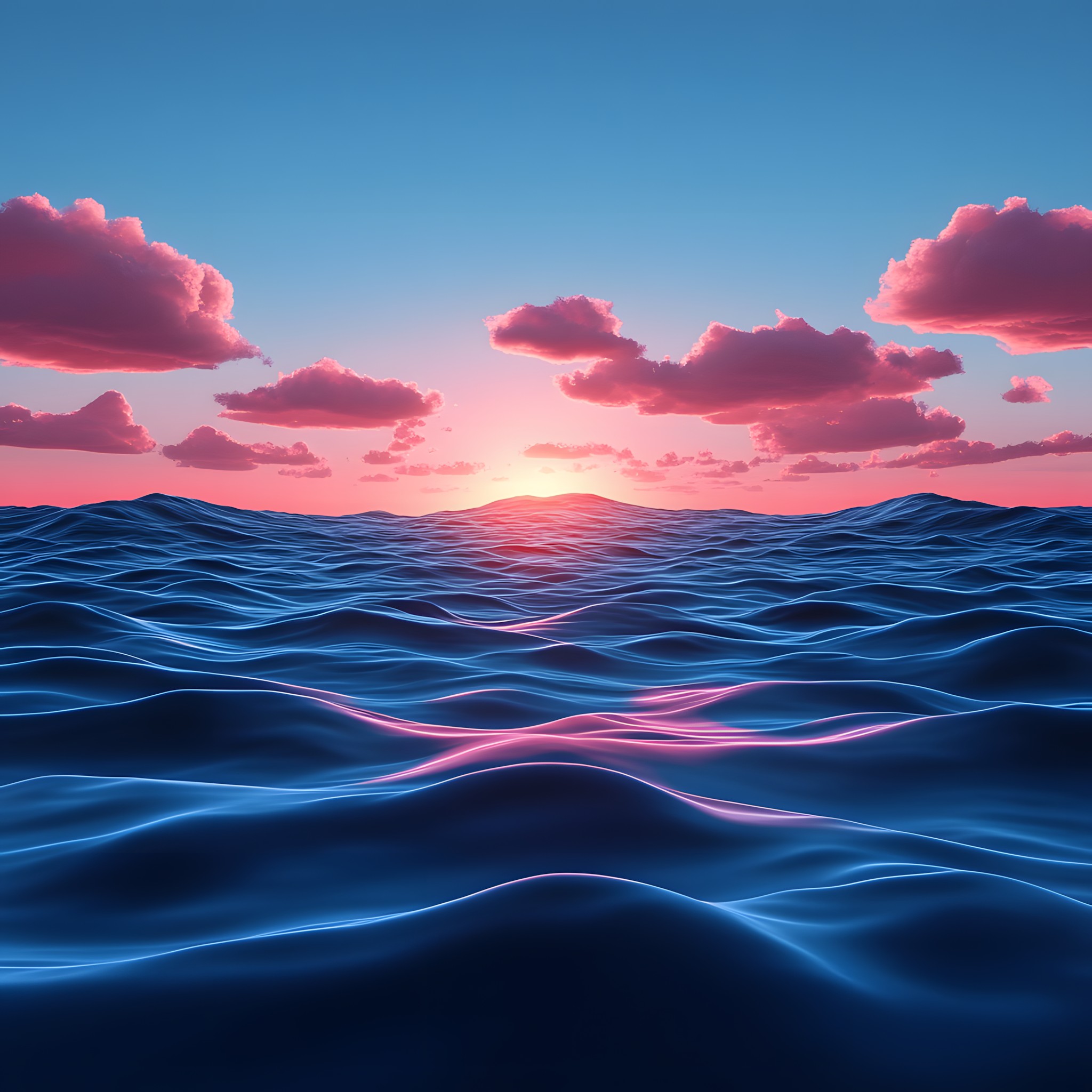 Blue, Horizon, Fluid, Afterglow, Dusk, Sunset, Cloud, Sunrise, Liquid, Sea, Ocean, Orange, Red sky at morning, Evening, Sunlight, Morning, Wave, Dawn, Meteorological phenomenon, Wind wave