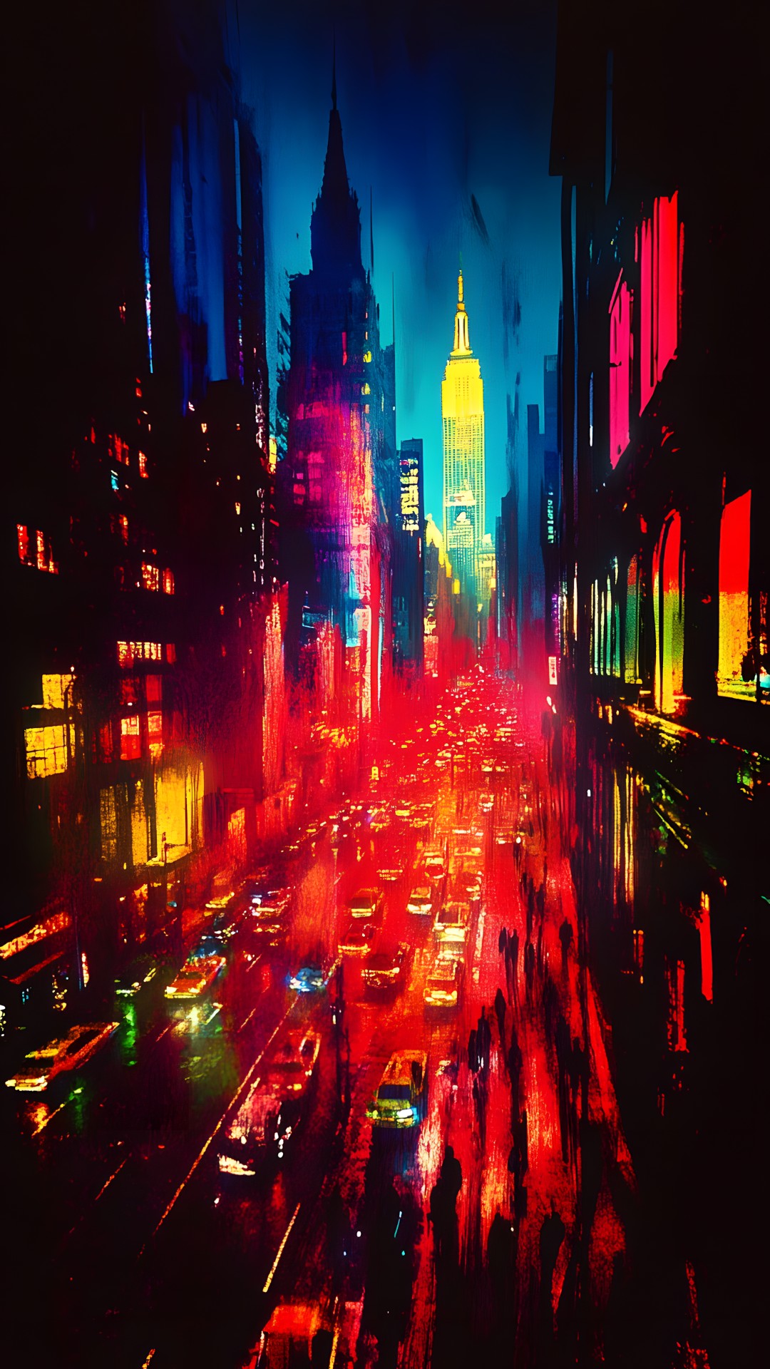 Red, City, Metropolis, Metropolitan area, Orange, Skyscraper, Night, Cityscape, High-rise building, Reflection, Midnight, Skyline, Traffic, Neon