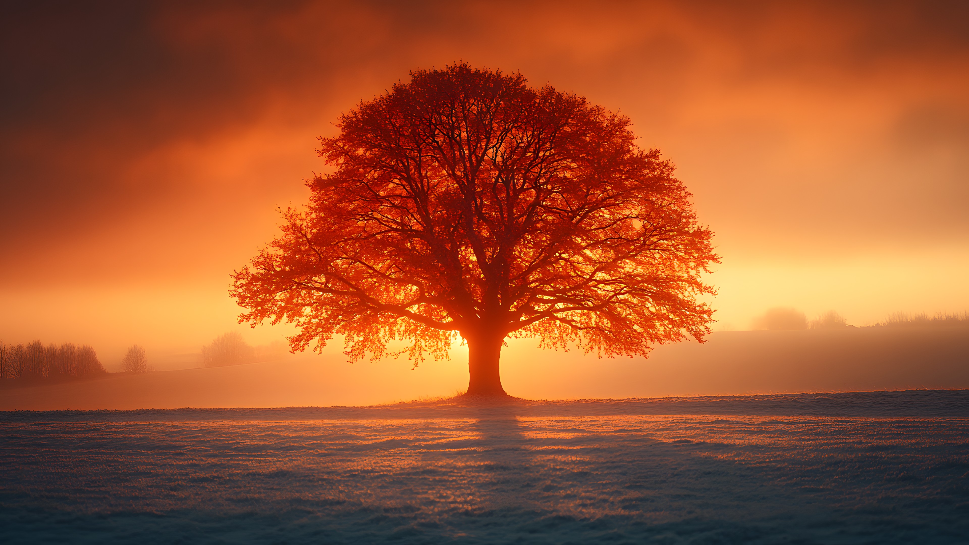 Nature, Orange, Afterglow, Branch, Dusk, Horizon, Sunset, atmospheric phenomenon, Sunrise, Red sky at morning, Evening, Trunk, Morning, Woody plant, Sunlight, Dawn, Savanna, Heat, Backlighting