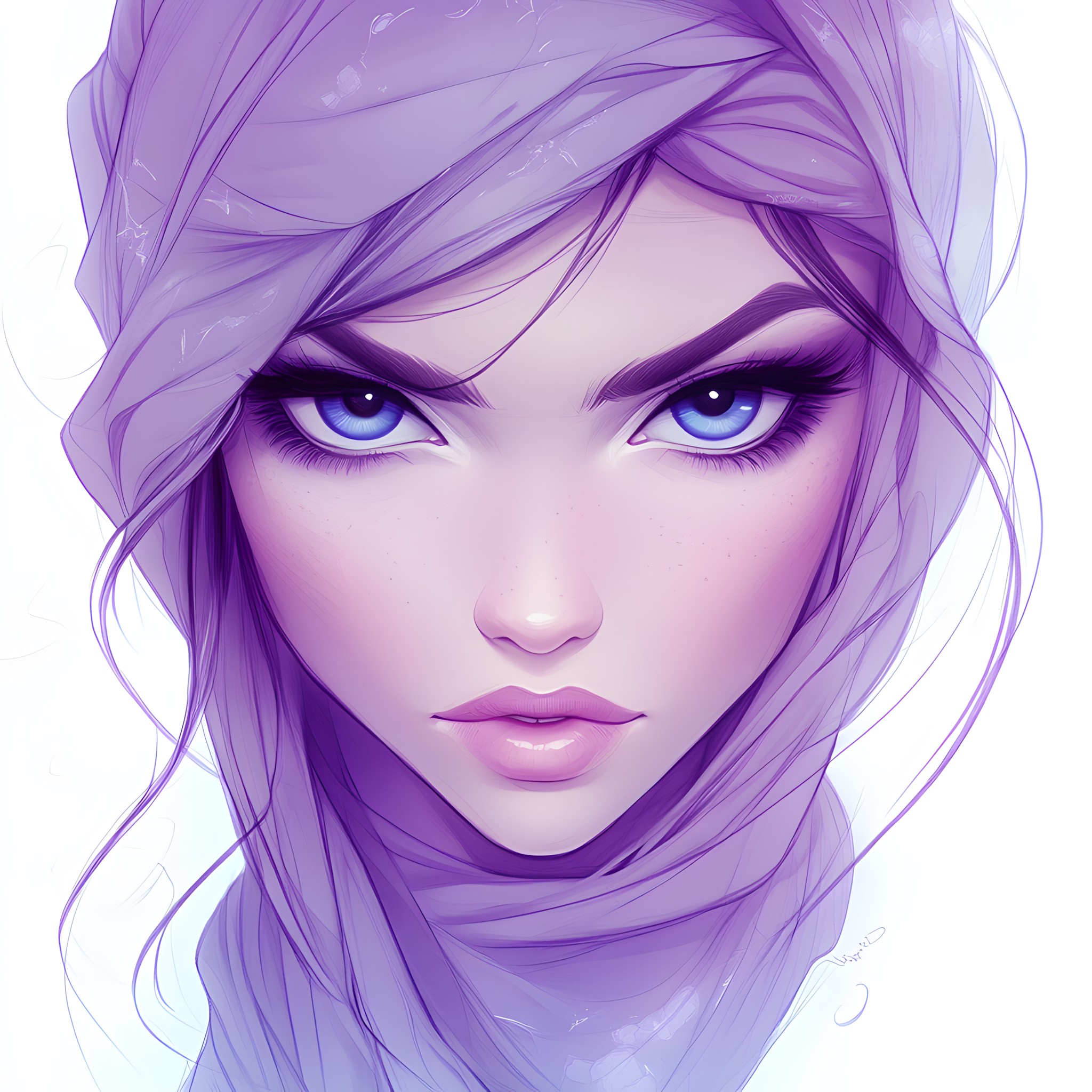 Eyelash, Pink, Purple, Fashion illustration, Long hair, Animation, CG artwork, Anime, Fictional character, Graphics, No expression