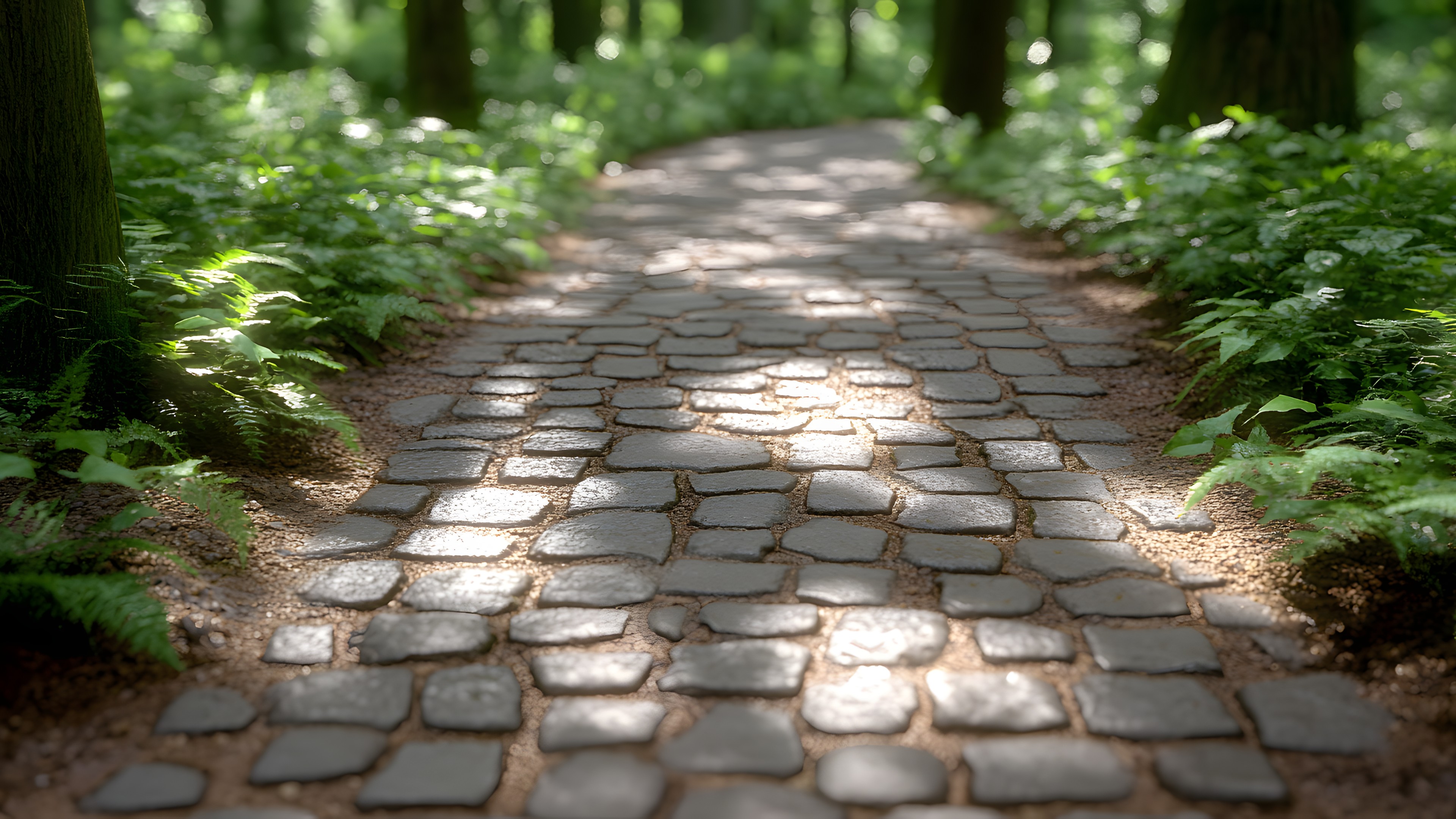Forest, Cobblestone, Woodland, Walkway, Trail, Jungle, Old-growth forest, Flagstone, Northern hardwood forest, Temperate broadleaf and mixed forest, Path, Valdivian temperate rain forest
