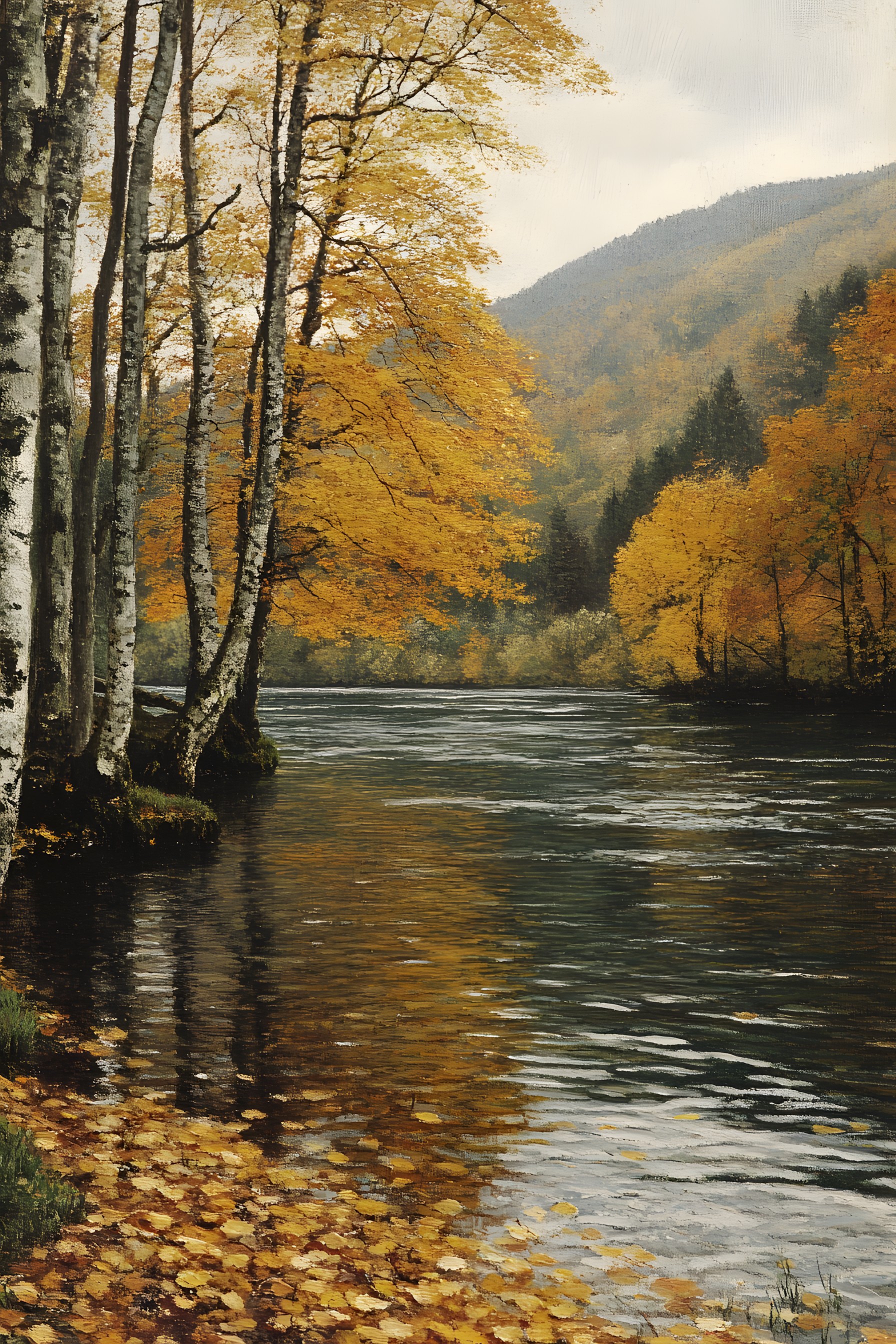 Nature, Natural landscape, Bank, Watercourse, Wilderness, Fluvial landforms of streams, River, Forest, Reflection, Autumn, Stream, Morning, Trunk, Lake, Mountain river, Sunlight, Loch, Temperate broadleaf and mixed forest, Riparian forest, Riparian zone