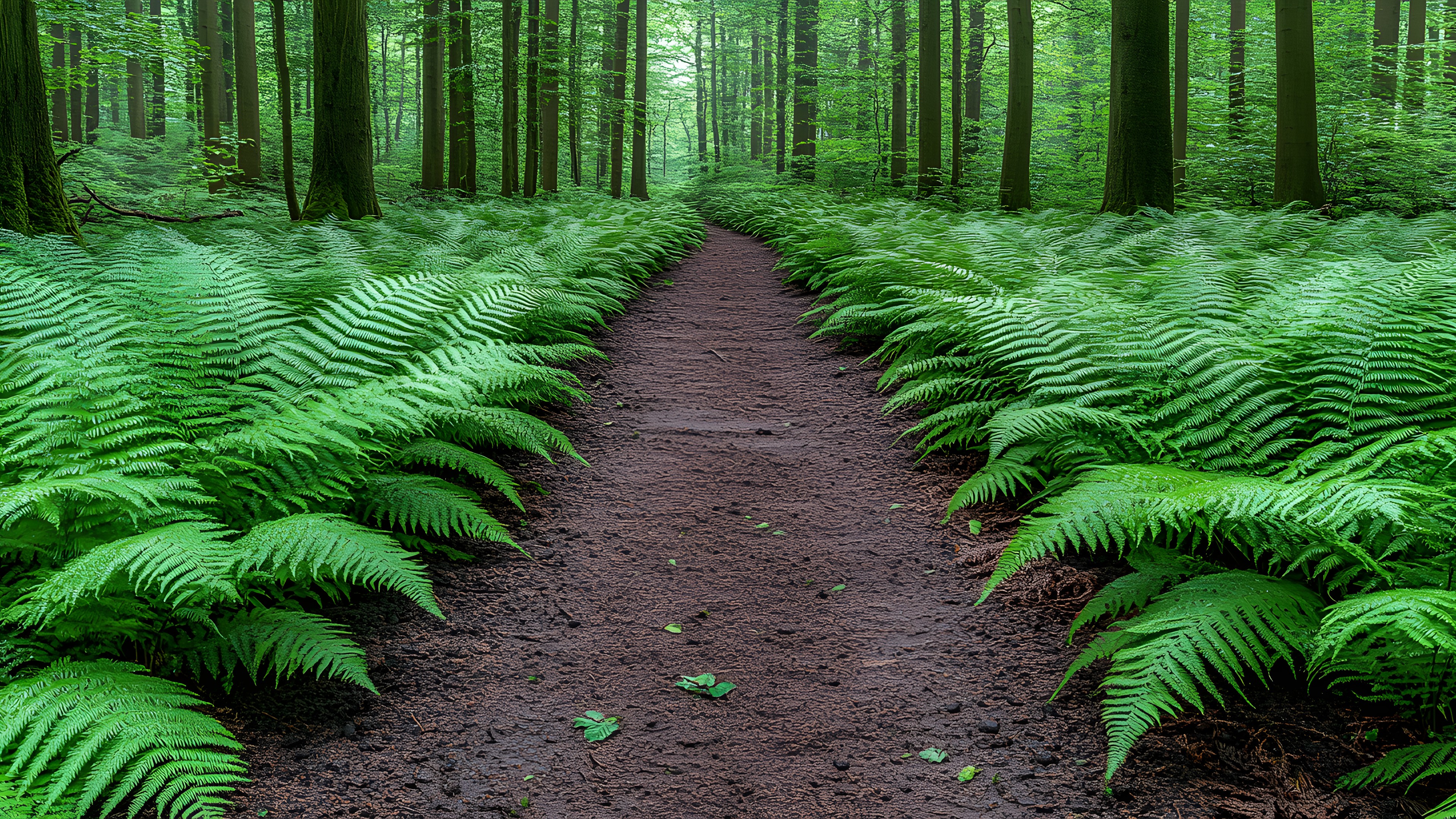 Green, Vegetation, Forest, Pteridophytes, Groundcover, Jungle, Ostrich Fern, Northern hardwood forest, Rainforest, Woodland, Old-growth forest, Temperate broadleaf and mixed forest, Spruce-fir forests, Tropical and subtropical coniferous forests, Valdivian temperate rain forest, Fern, Grove, Vascular plant, Plantation, Trail
