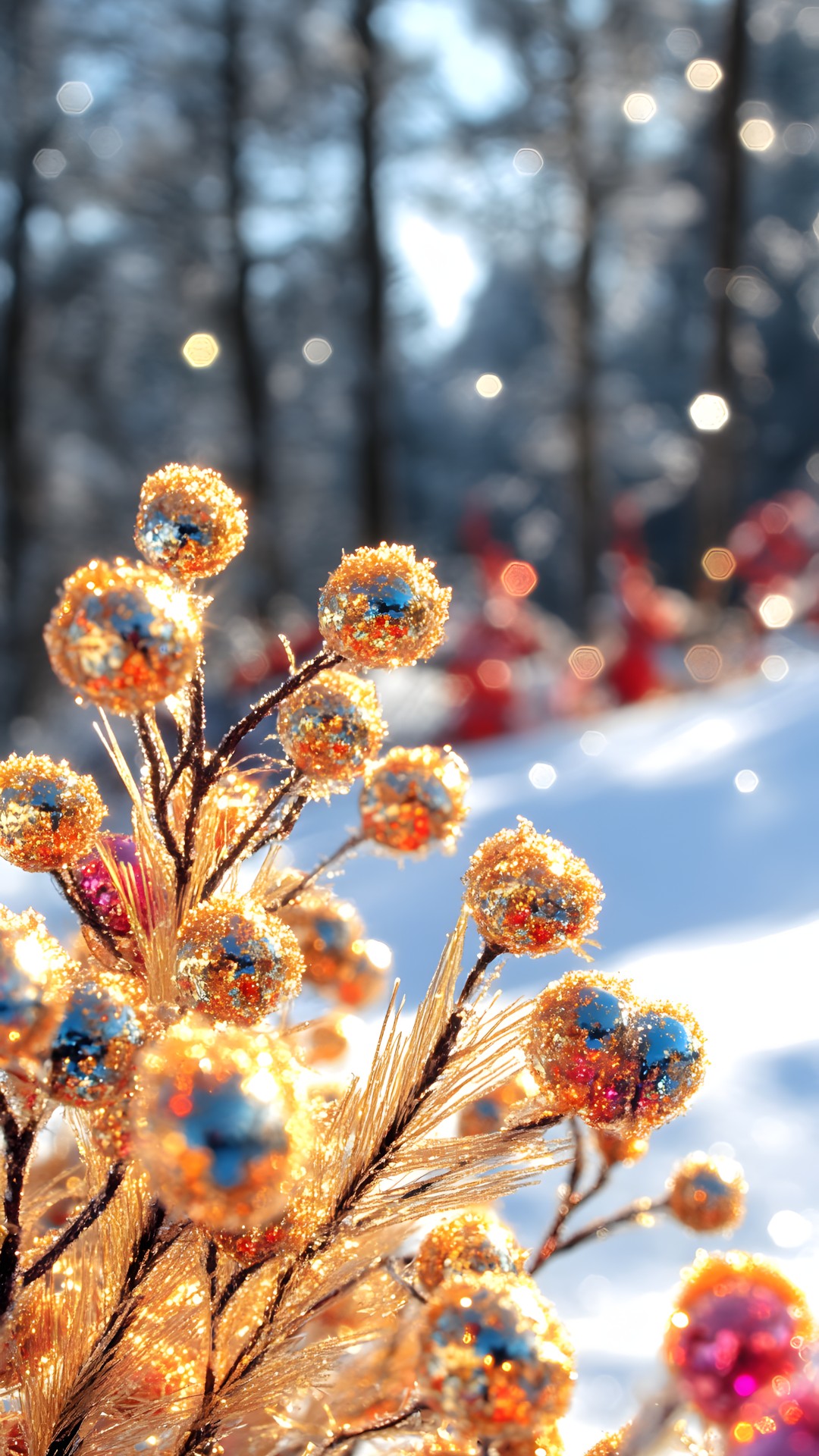 Winter, Orange, Frost, Macro photography, Wildflower, Conifers