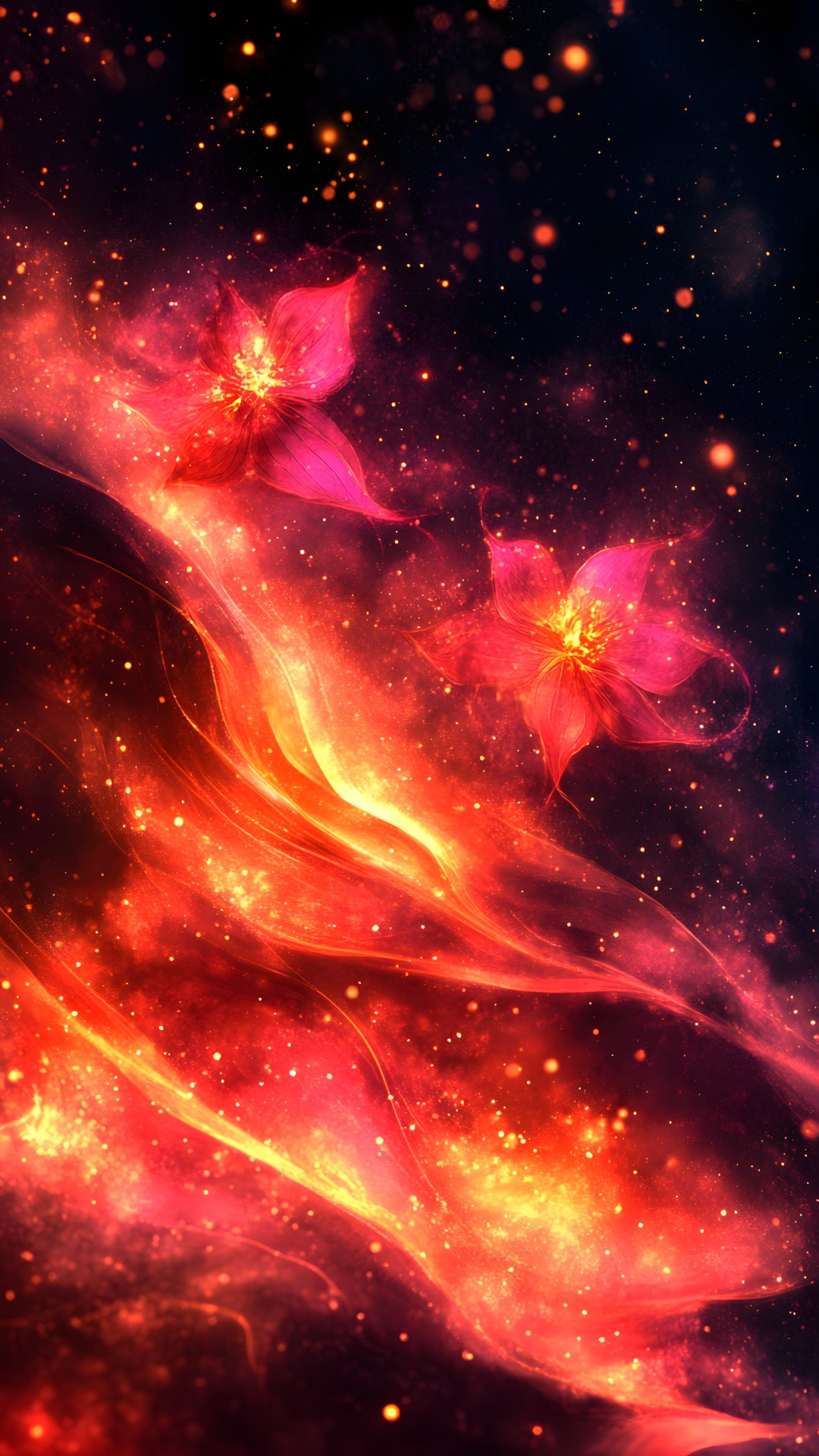 Red, Orange, Night, Star, Astronomical object, Fractal art