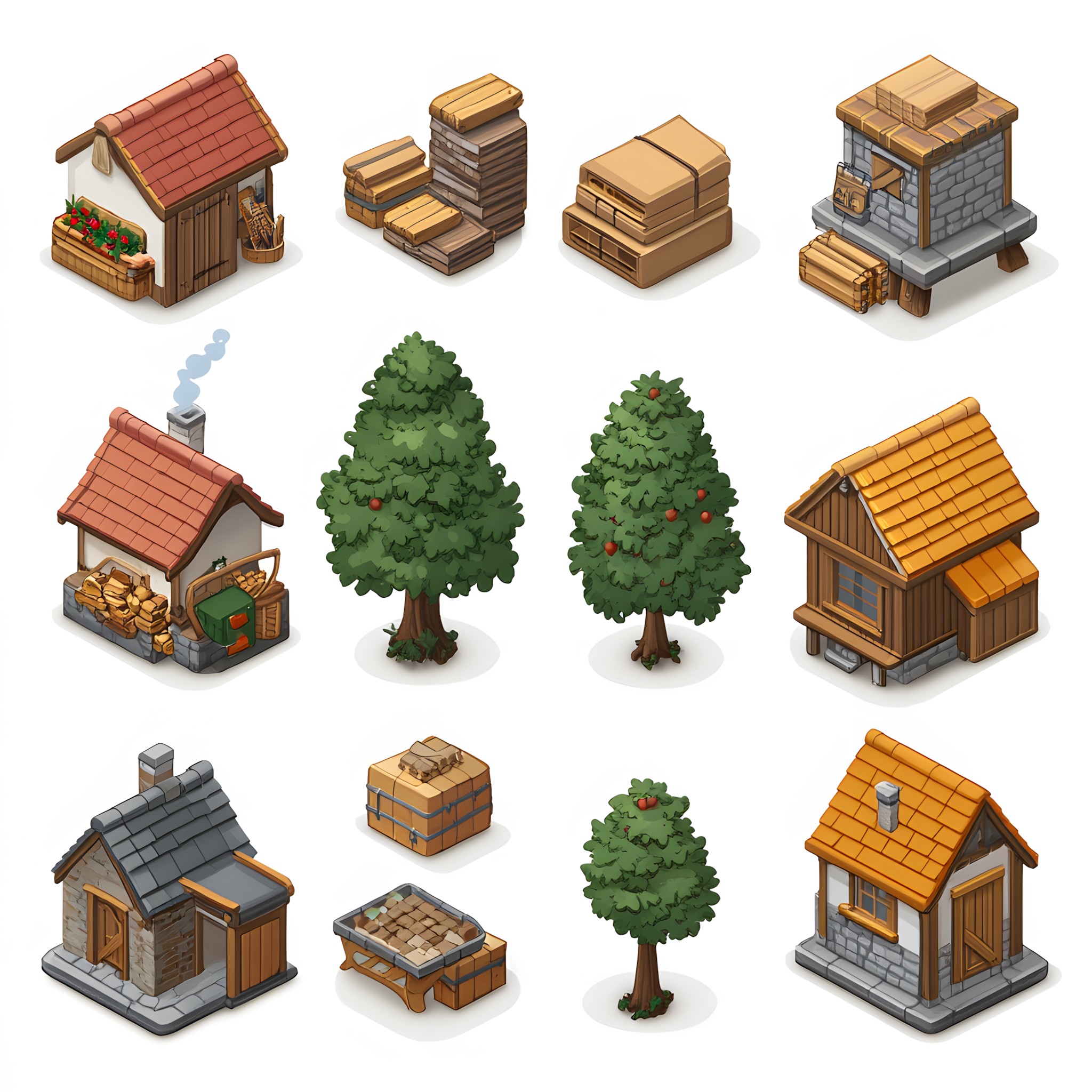 Hut, Design, Animation, Shed, Log cabin