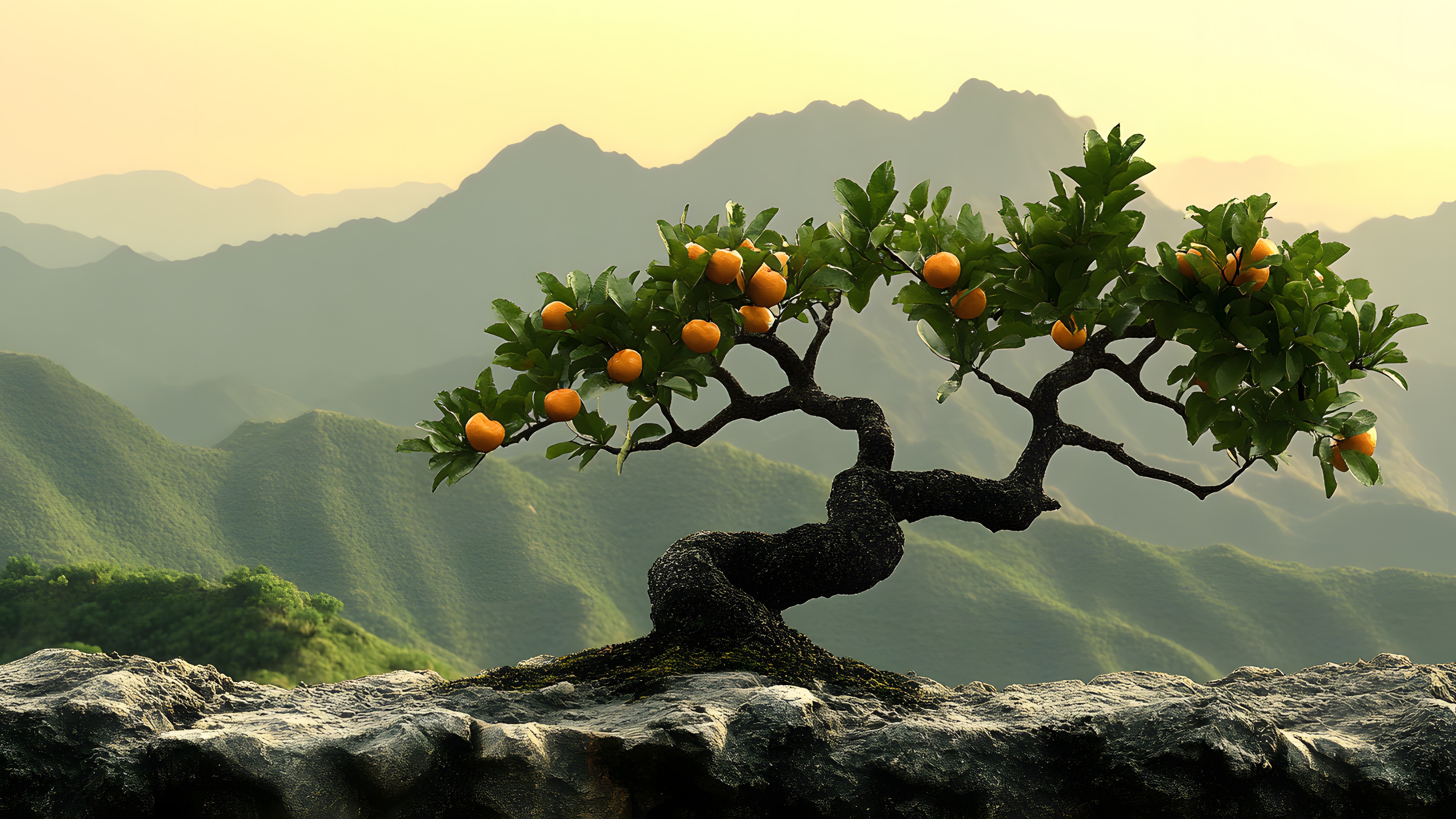 Mountainous landforms, Hill, Cloud, Citrus, Fruit tree, Mountain range, Orange, Mandarin orange, Bitter orange, Clementine, Rangpur, Ridge, Valencia orange, Tangerine, Fruit