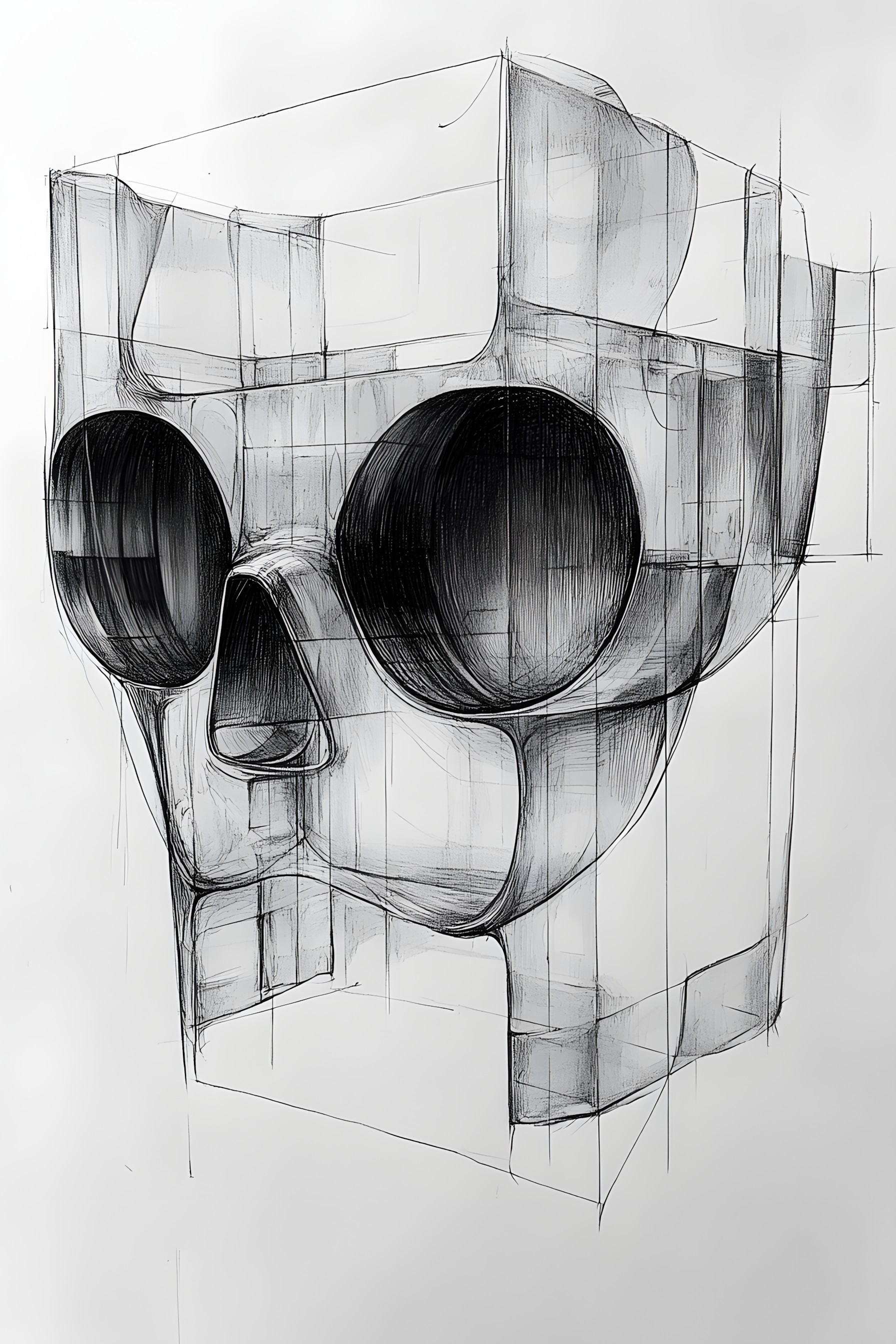 White, Bone, Drawing, Black and white, Skull, Sketch, Monochrome, Line art, Mask, Graphics, Graphic design