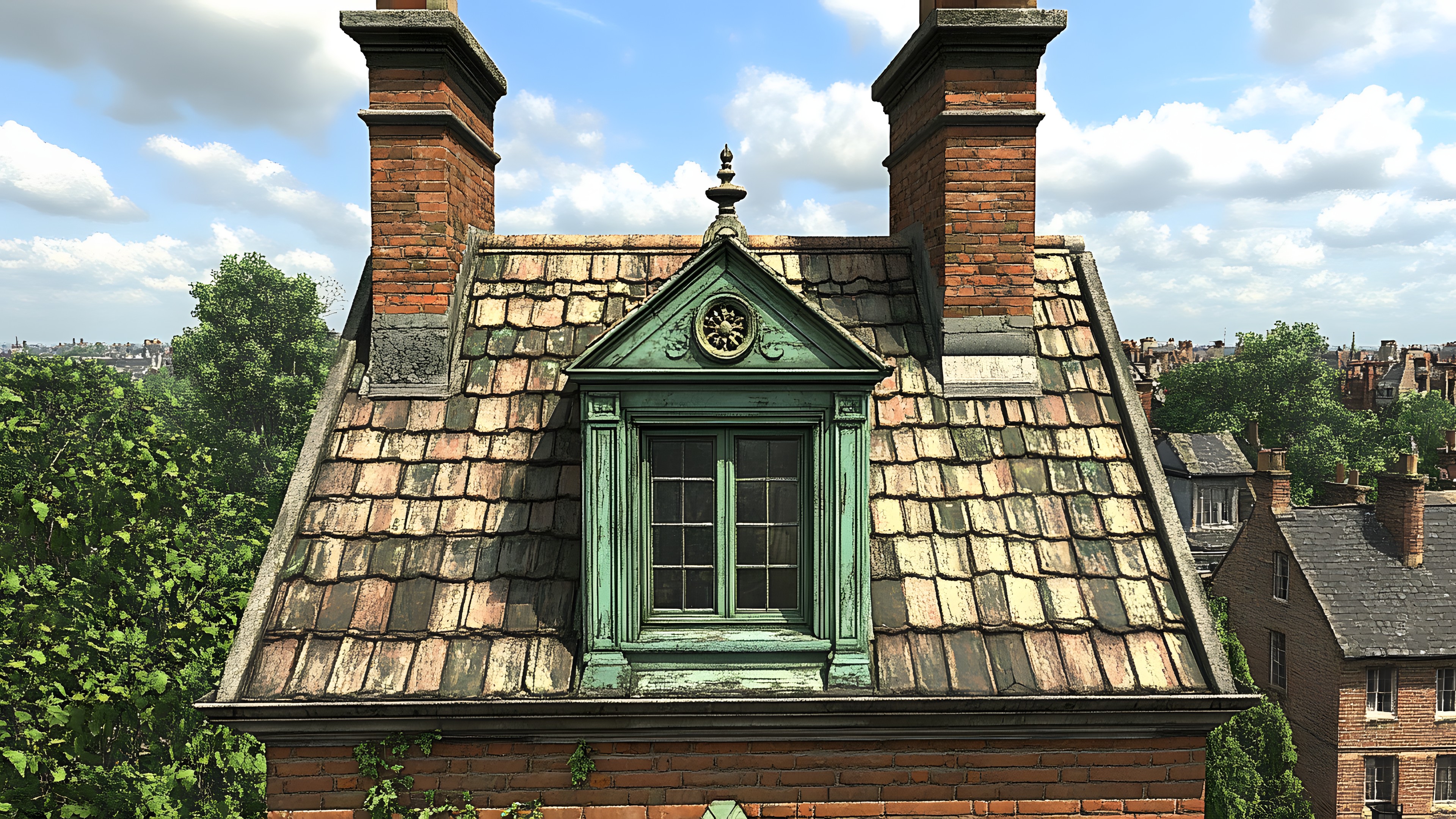 Wall, Roof, Architecture, Brick, Brickwork, Chimney, Finial, Turret, Historic house, Siding, Listed building, Almshouse