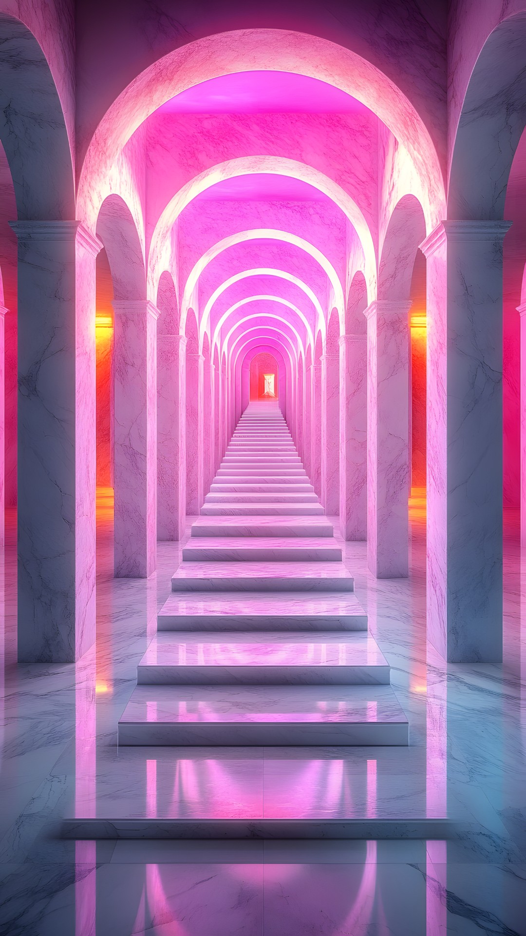 Red, Arch, Pink, Purple, Column, Symmetry, Arcade, Vault