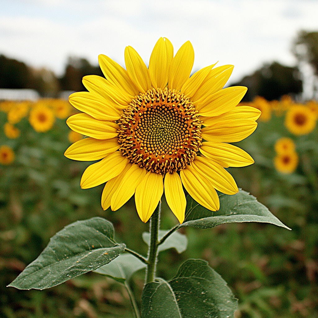 Flower, Petal, Yellow, Green, Common sunflower, Plants, Pedicel, Flowering plant, Close-up, Field, Plantation, Pollen, Forb, Plant stem, Herbaceous plant, Sunflowers, Wildflower, Sunflower seed, Agriculture, Daisy family