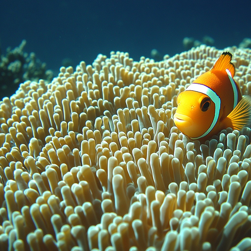 Fish, Clownfish, Natural environment, Yellow, Ocellaris clownfish, Underwater, Coral, Fluid, Marine biology, Reef, Coral reef, Coral reef fish, Sea anemone, Pomacentridae, Marine invertebrates, Cnidaria, Fin, Ray-finned fishes, Stony corals, Natural material