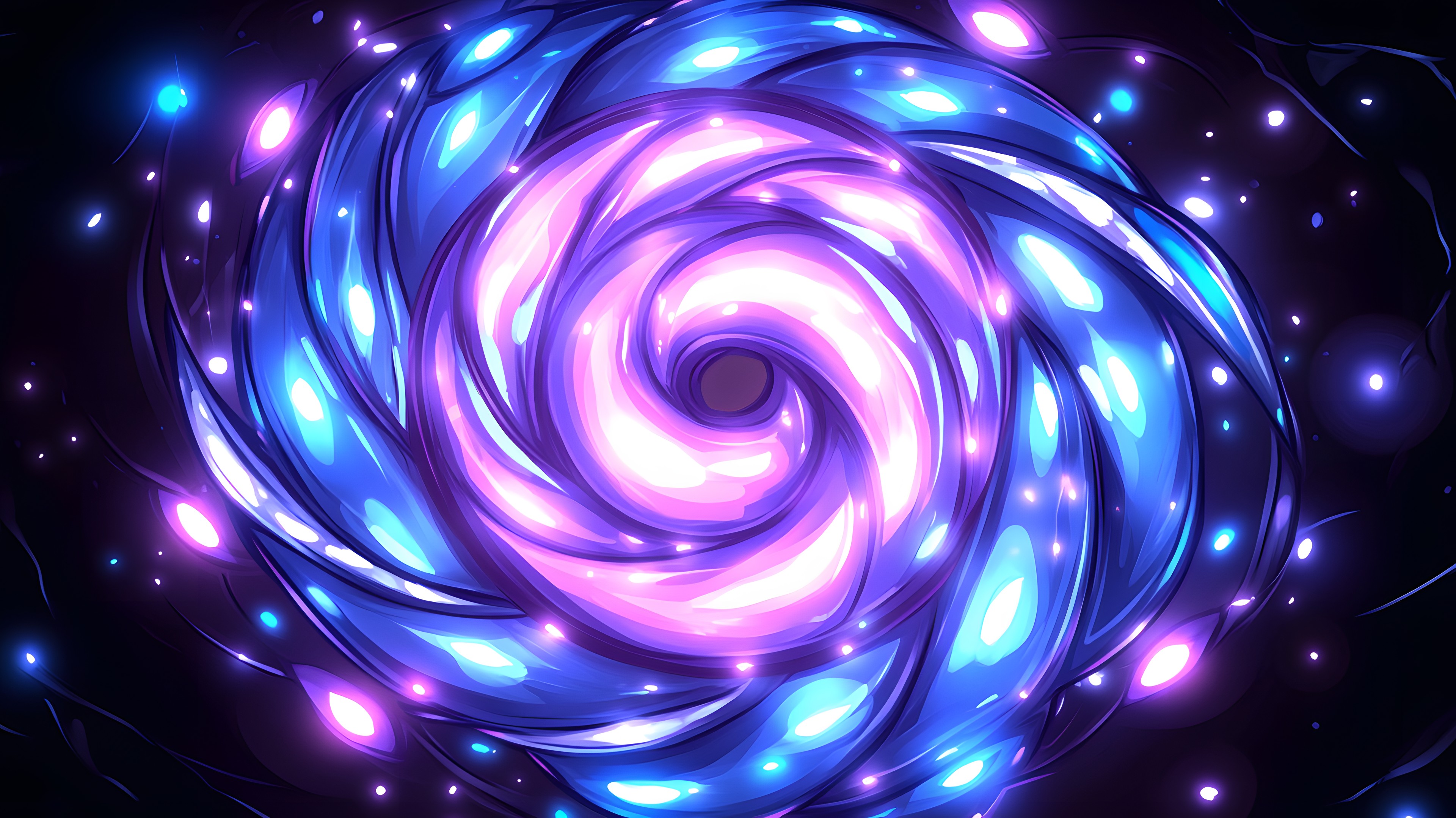 Blue, Purple, Spiral, Vortex, Neon, Graphics, Design, Graphic design, Fractal art