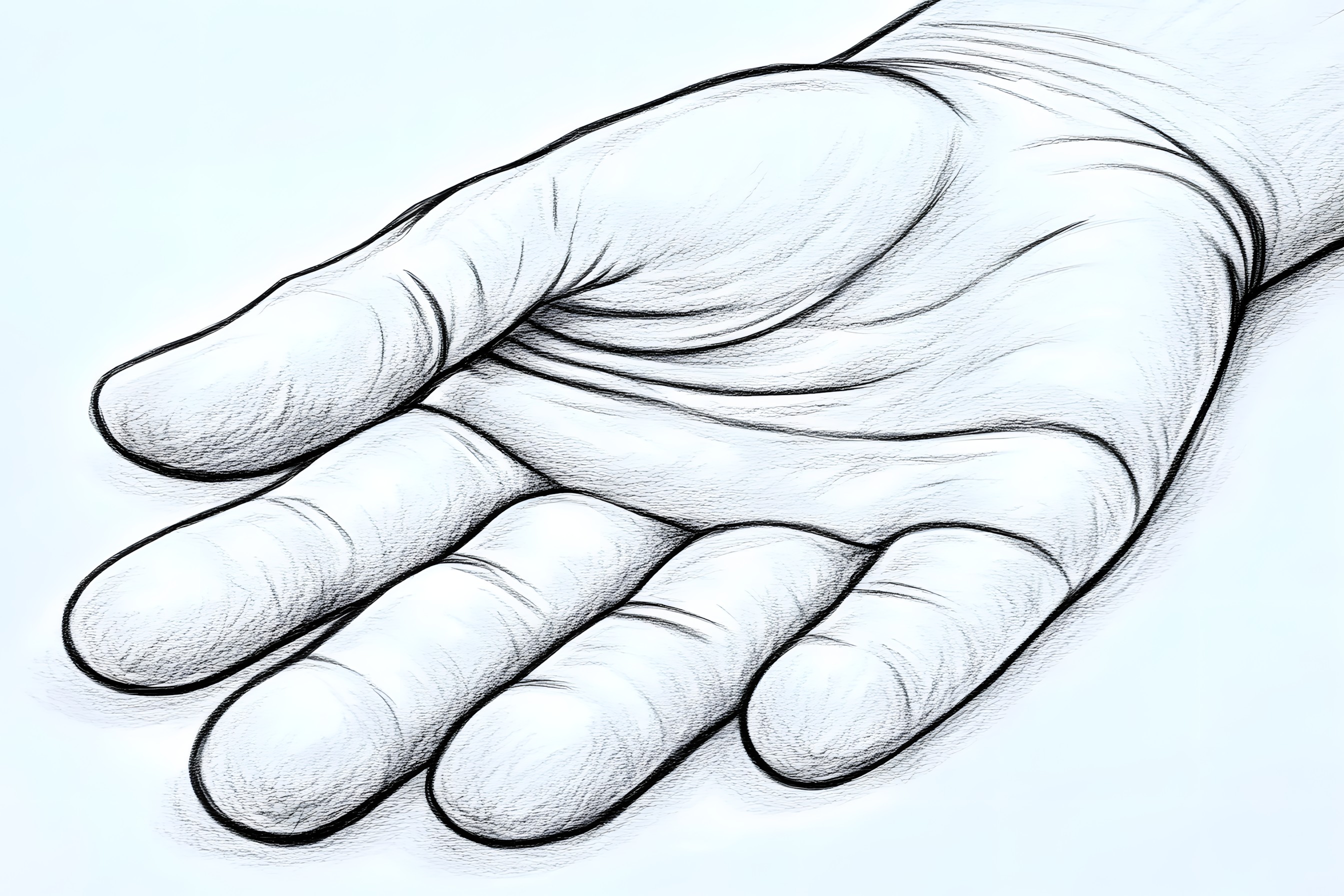 White, Finger, Drawing, Wrist, Line art, Sketch, Thumb, Gesture