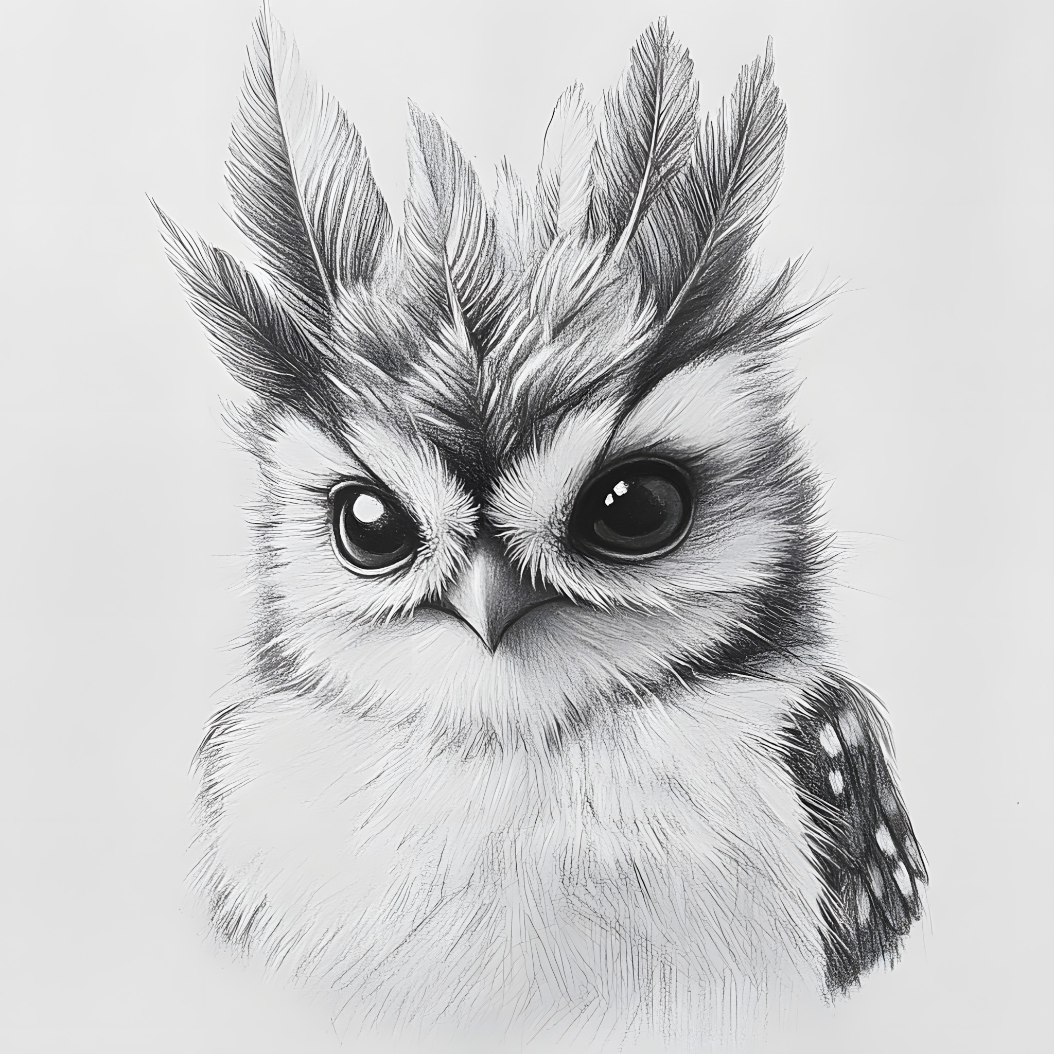 Vertebrate, Owl, Bird, Bird of prey, Beak, Great horned owl, Screech owl, Feather, Sketch, Line art, Graphics