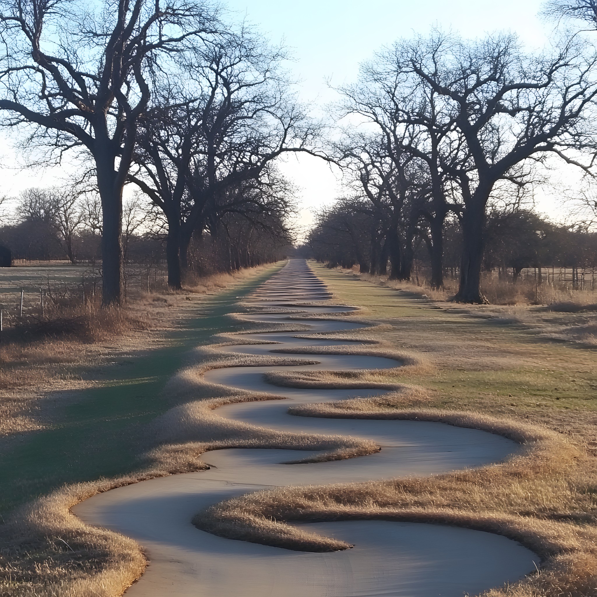 Morning, Trail, Shadow, Reflection, Dirt road, Ditch, Puddle, Path, Wetland, Walkway, Savanna