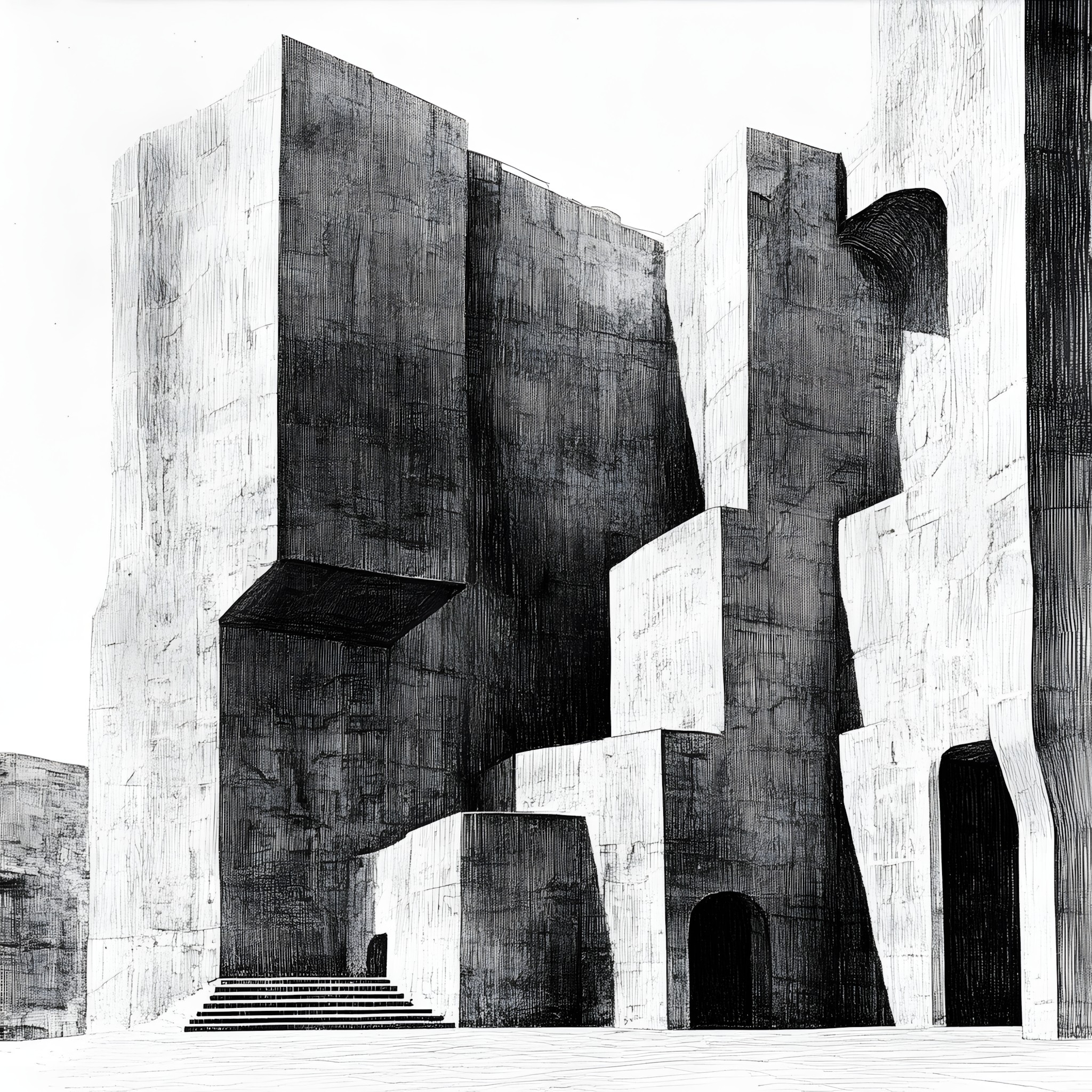 Monochrome photography, Black and white, Monochrome, Visual arts, Design, Sketch, Brutalist architecture, Modern art