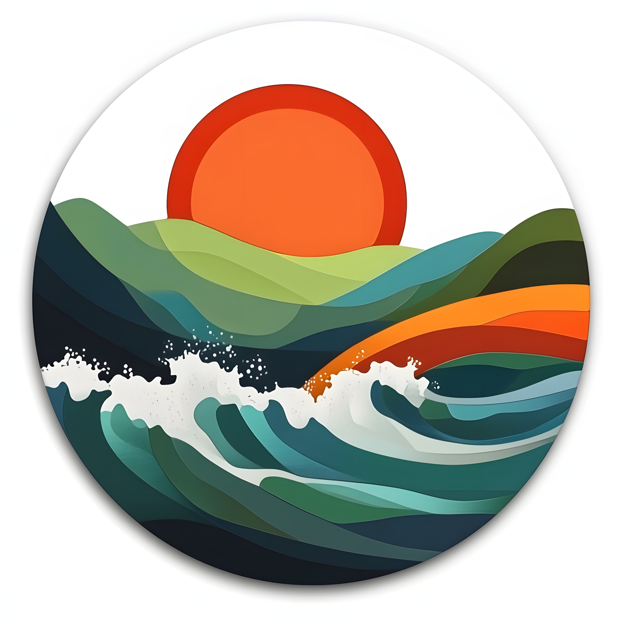 Ocean, Design, Wind wave, Wave, Sphere, Graphics, Wind, Sunrise, Graphic design