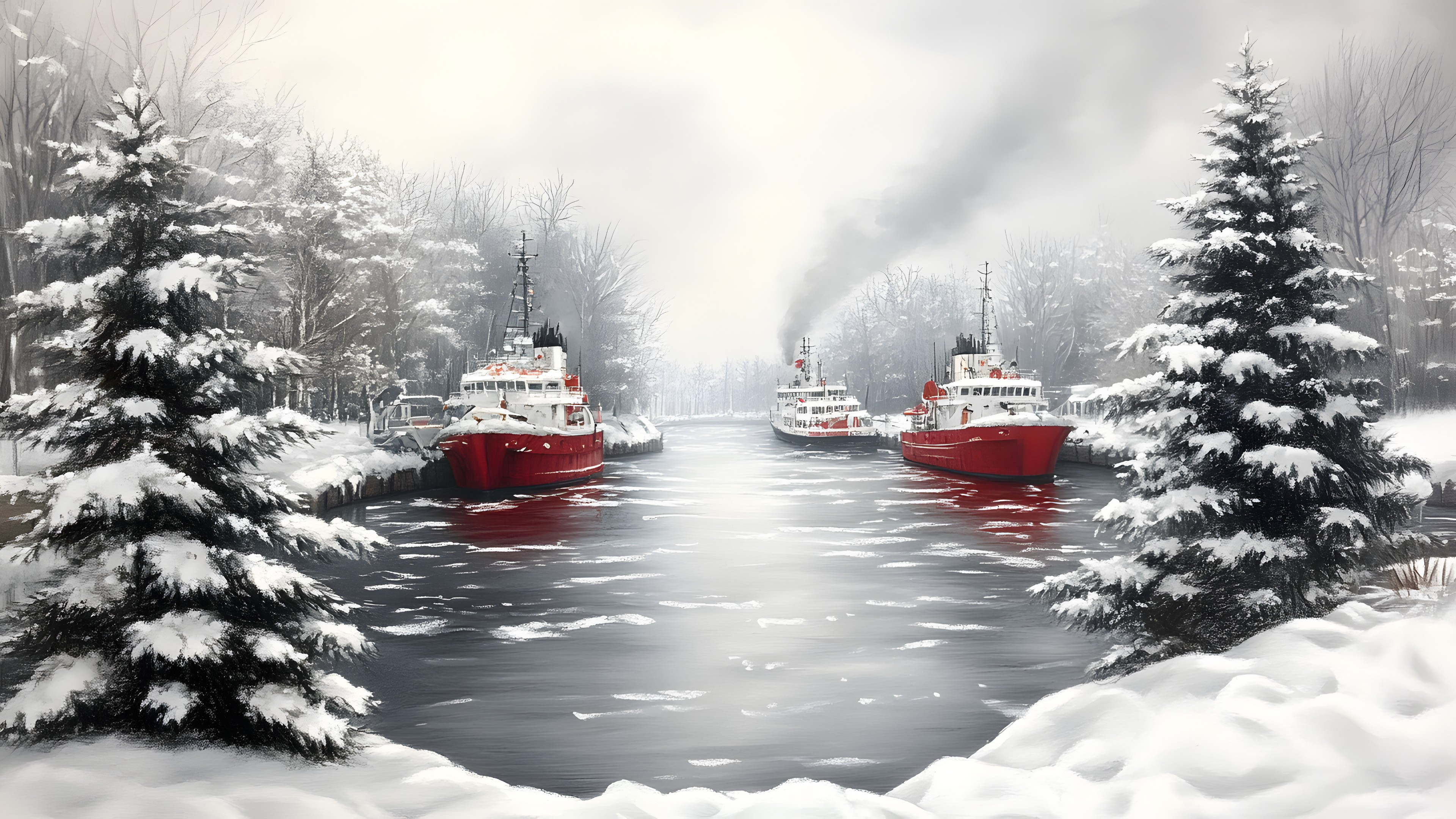 Boat, Watercraft, Snow, Winter, Ship, Naval architecture, Freezing, Ice, Ocean, Frost, Water transportation, Ice cap, Sea ice, Icebreaker, Arctic, Arctic Ocean, Motor ship, Boats and boating--Equipment and supplies, Fir