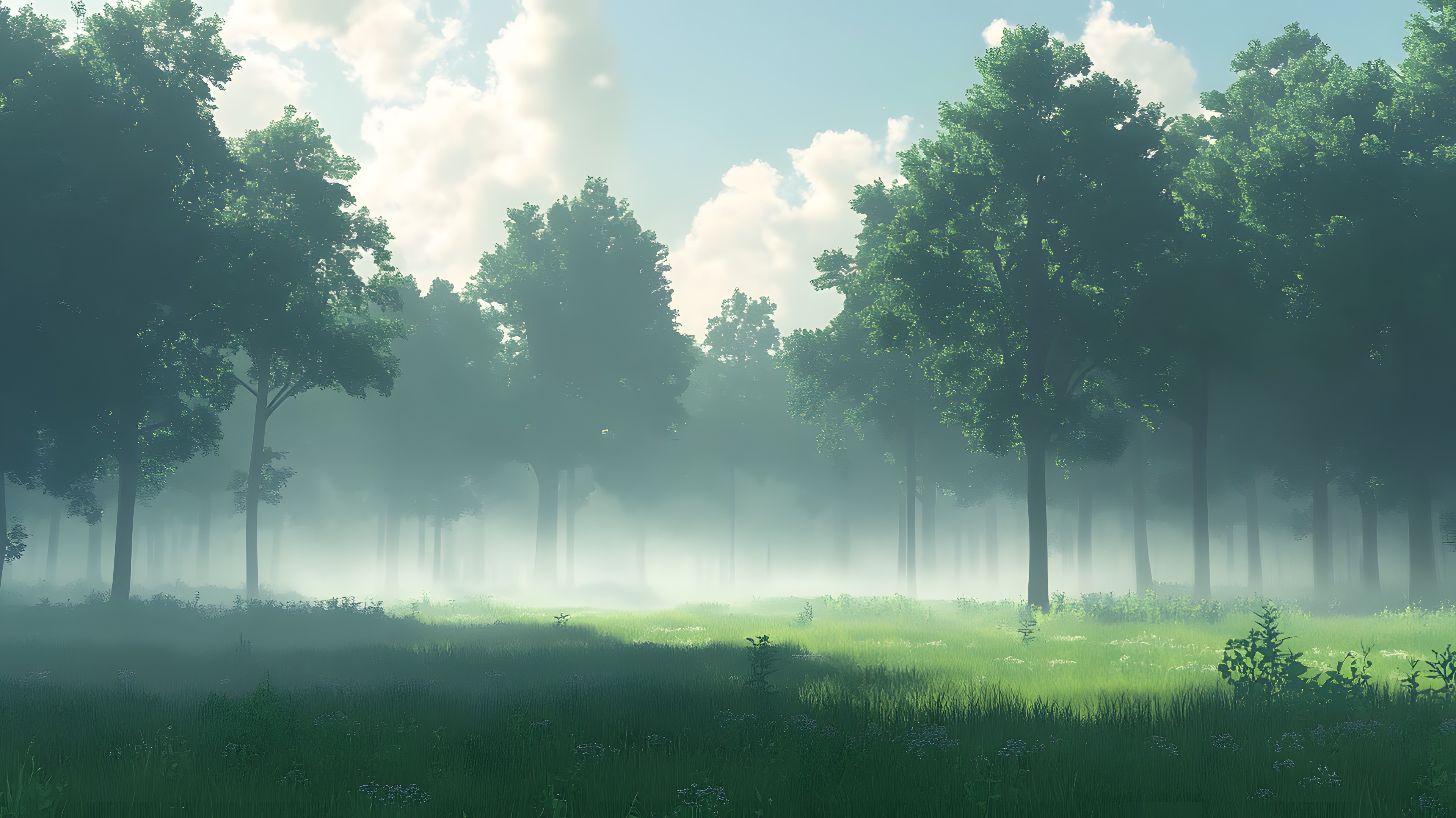 Nature, Natural environment, atmospheric phenomenon, Vegetation, Forest, Mist, Fog, Grasses, Morning, Jungle, Woody plant, Sunlight, Haze, Grove, Woodland, Northern hardwood forest, Tropical and subtropical coniferous forests, Temperate broadleaf and mixed forest, Old-growth forest, Spruce-fir forests