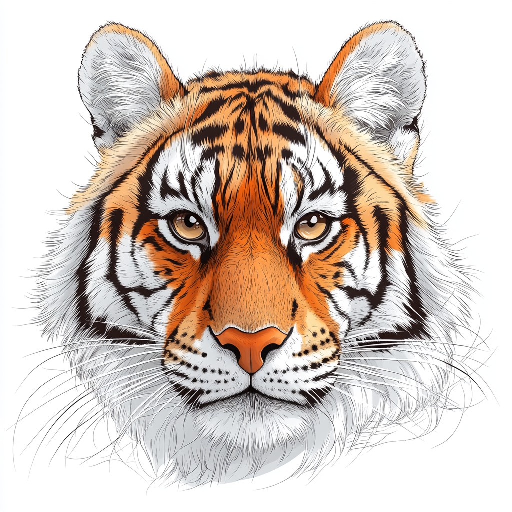 Tiger, Vertebrate, Siberian Tiger, Felidae, Bengal tiger, Terrestrial animal, Snout, Carnivores, Clip art, Panthera, Whiskers, Graphics, Line art