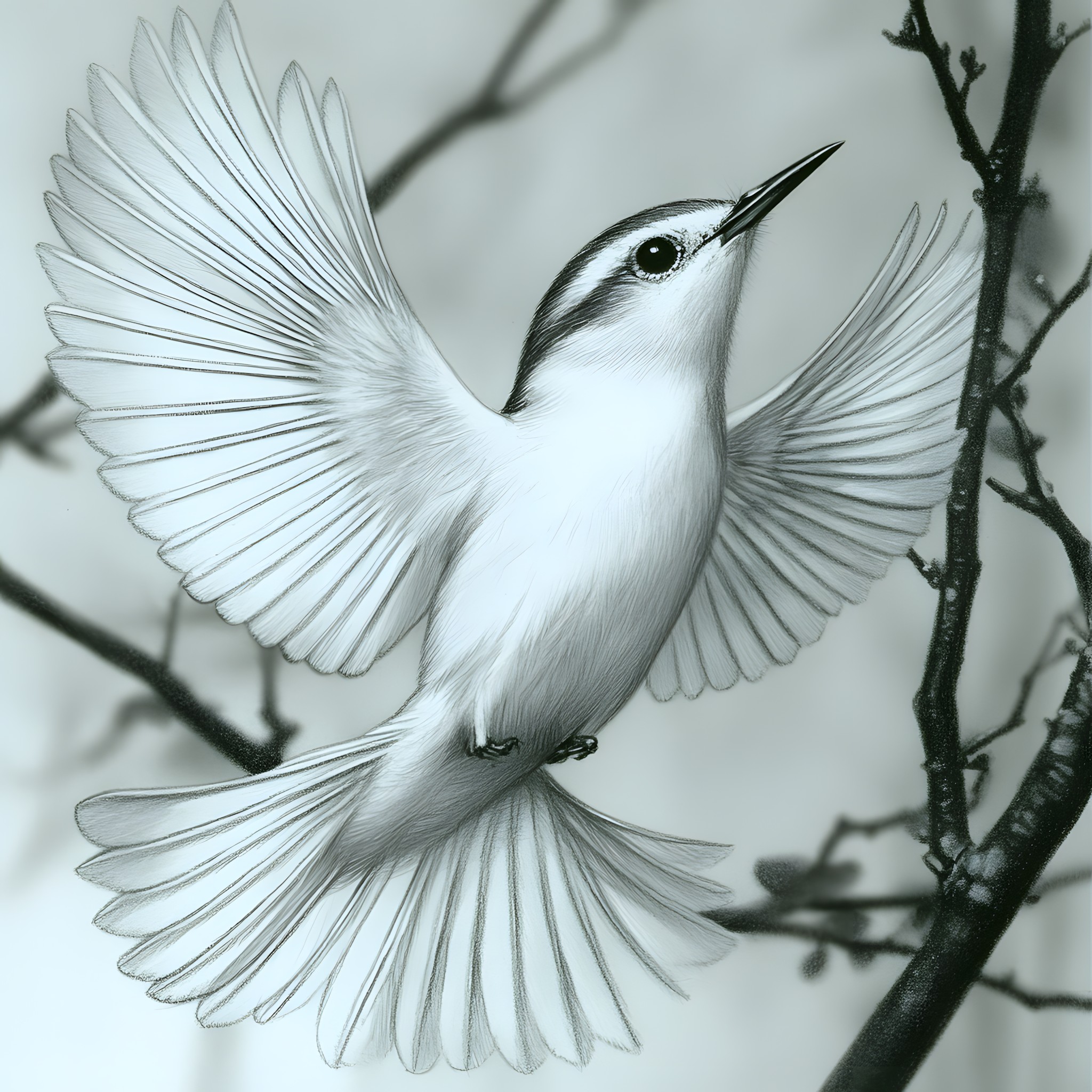 White, Bird, Wing, Beak, Grey, Feather, Tail, Passerine, Songbirds