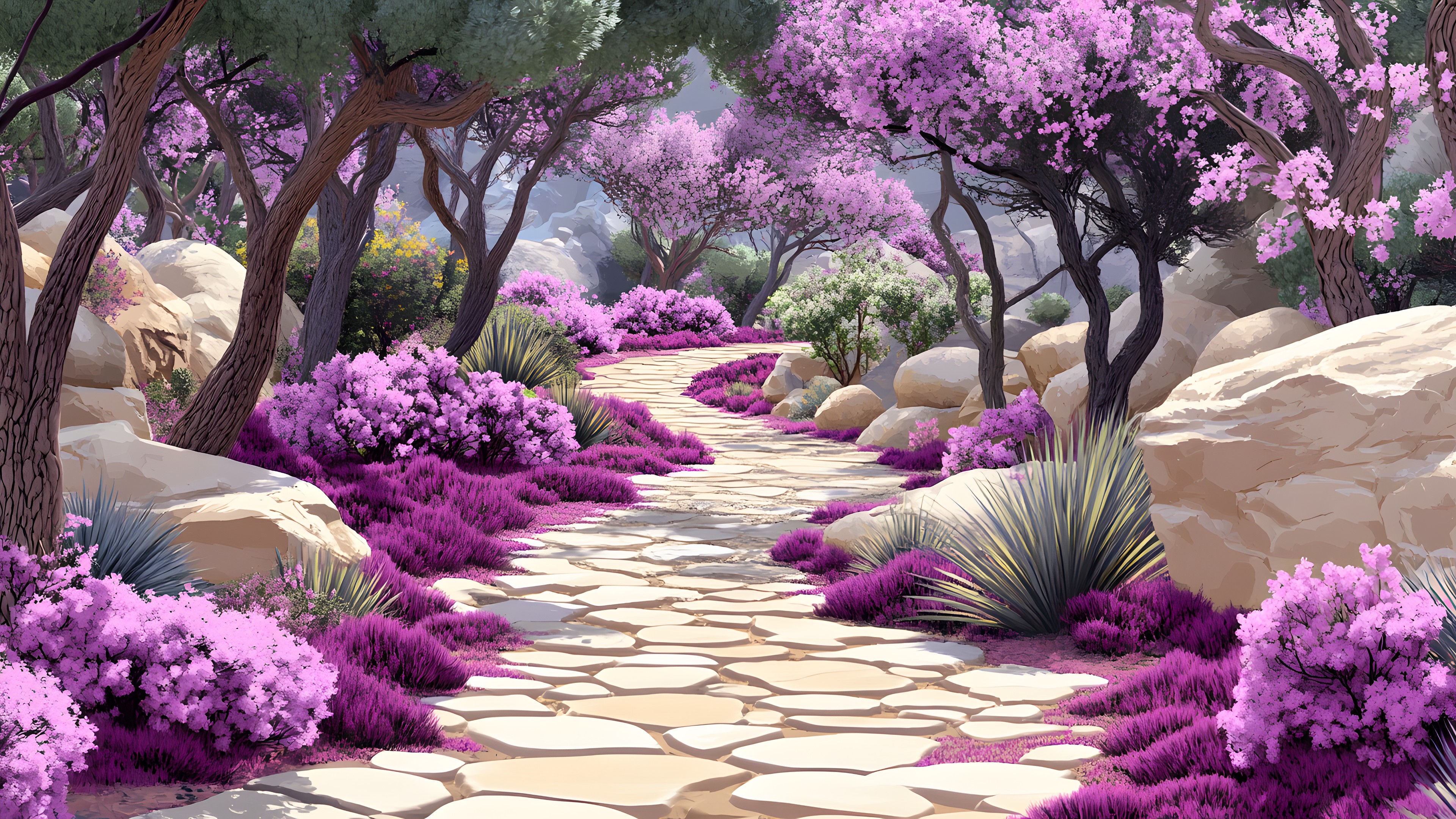 Flower, Shrub, Garden, Pink, Flowering plant, Woody plant, Landscaping, Botanical garden, Walkway, Perennial plant, Wildflower