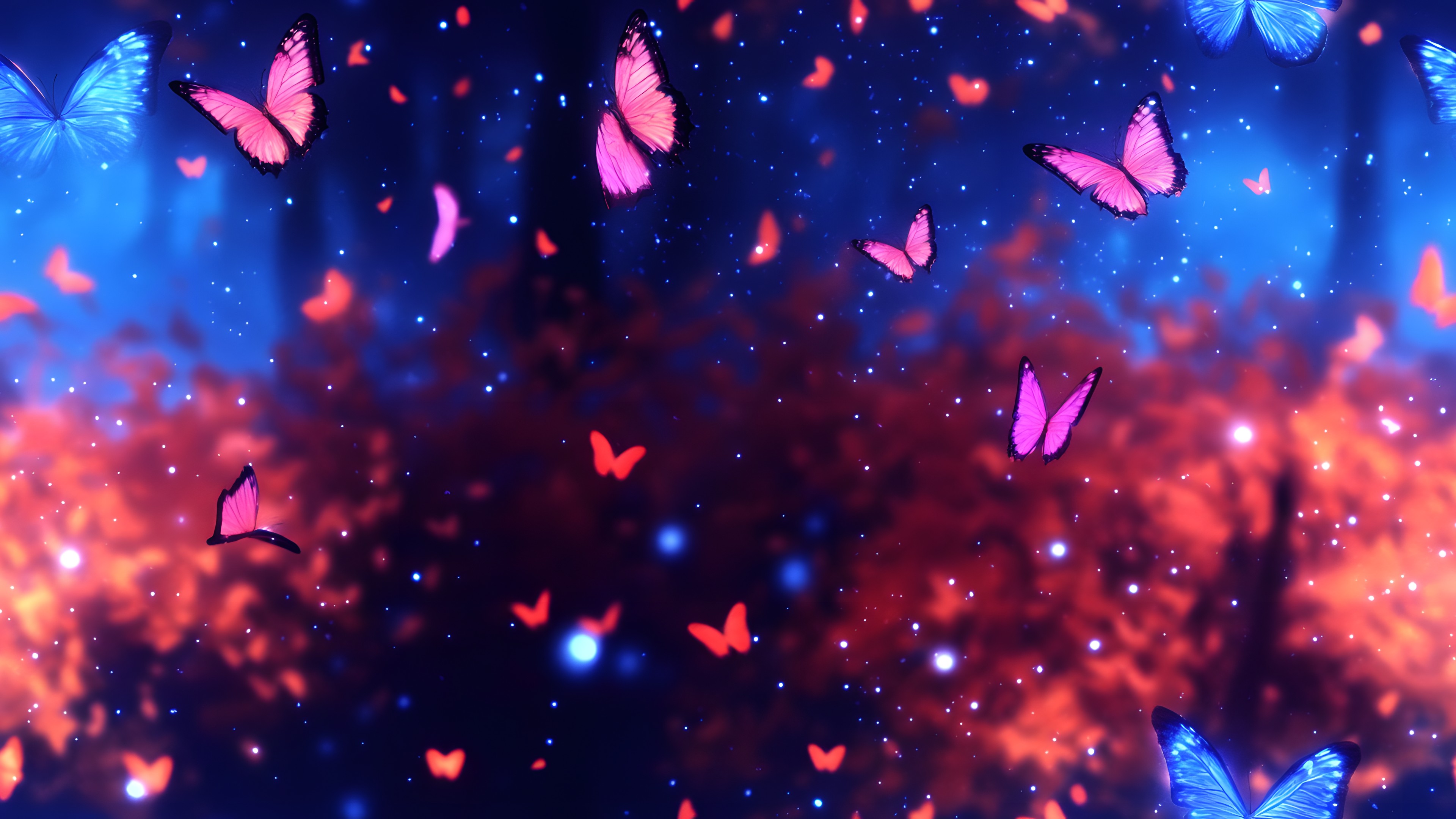 Butterfly, Insect, Blue, Pollinator, Arthropod, Wing, Lepidoptera, Pink, Purple, Symmetry, Graphics, Brush-footed butterflies, Wallpaper, Gossamer-winged butterflies, Night, Graphic design