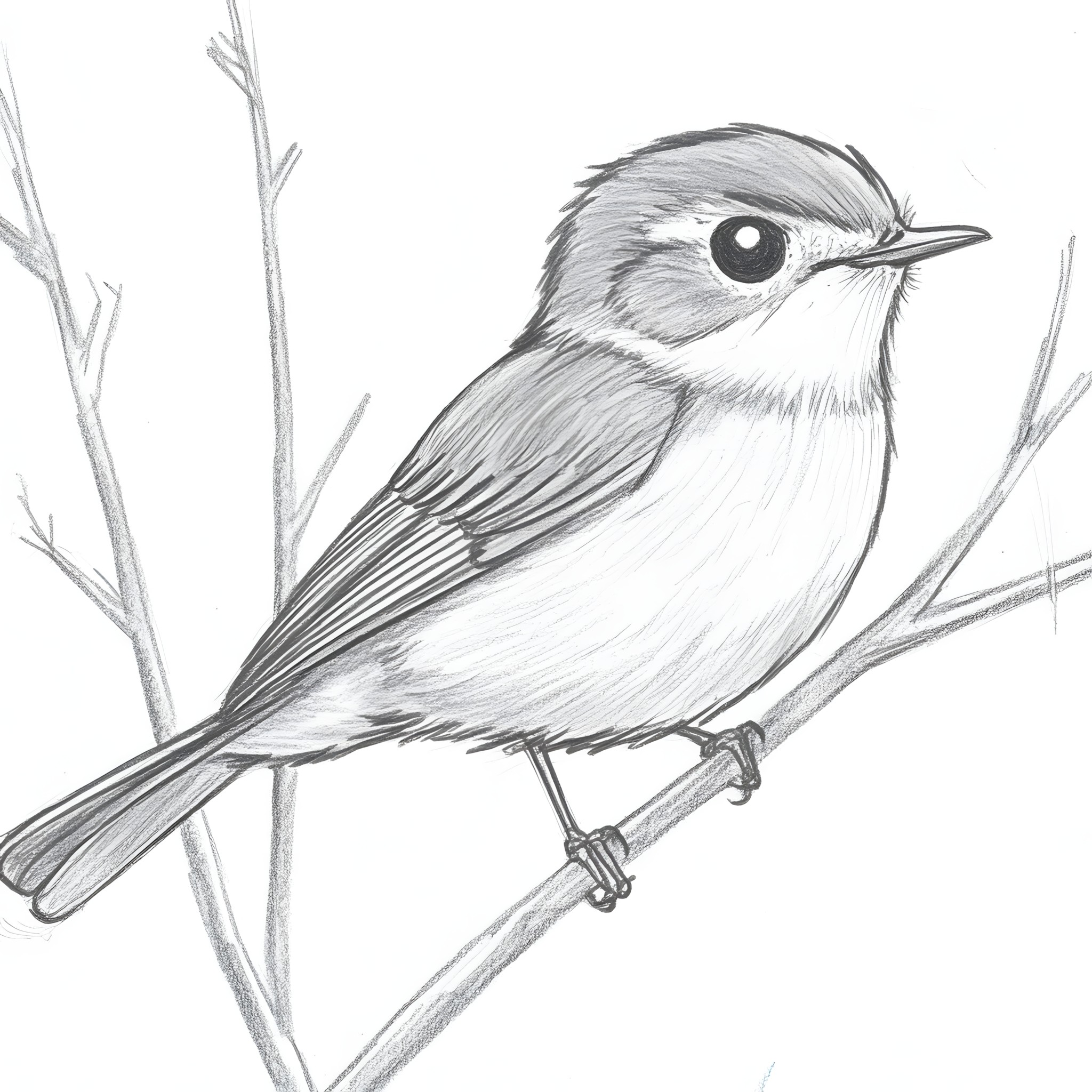 White, Beak, Drawing, Bird, Line art, Clip art, Sketch, Graphics, Songbirds, Tail, Feather, Passerine, Old world flycatchers