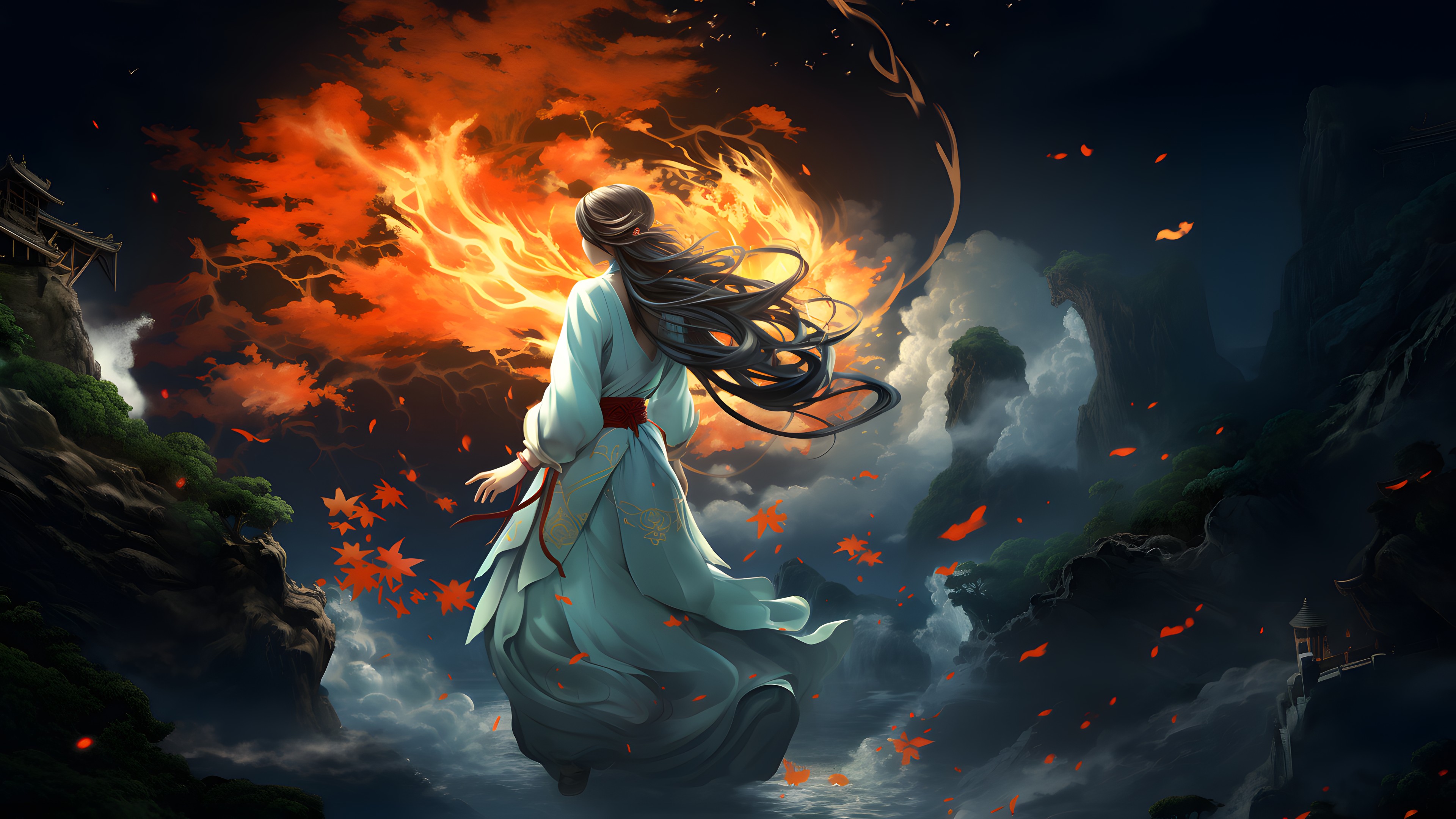 Art, People in nature, Cg artwork, Cloud, Painting, Geological phenomenon, Heat, Darkness, Graphics, Event, Fictional character, Illustration, Visual arts, Mythology, Graphic design, Font, Drawing, Fiction, Supernatural creature, Flame