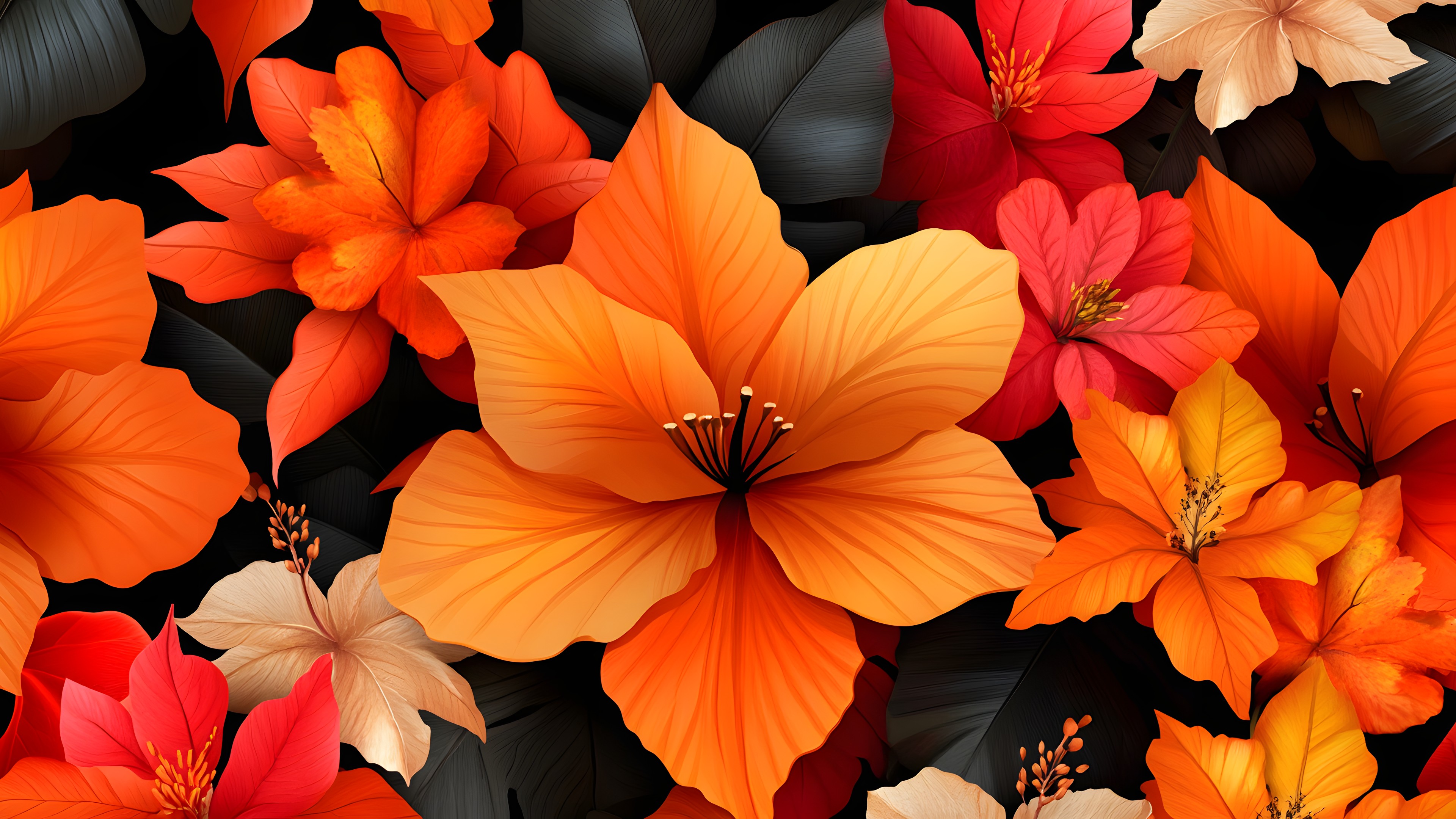 Flower, Red, Petal, Yellow, Orange, Flowering plant, Floral design, Graphics, Cut flowers, Lilies, Geraniums