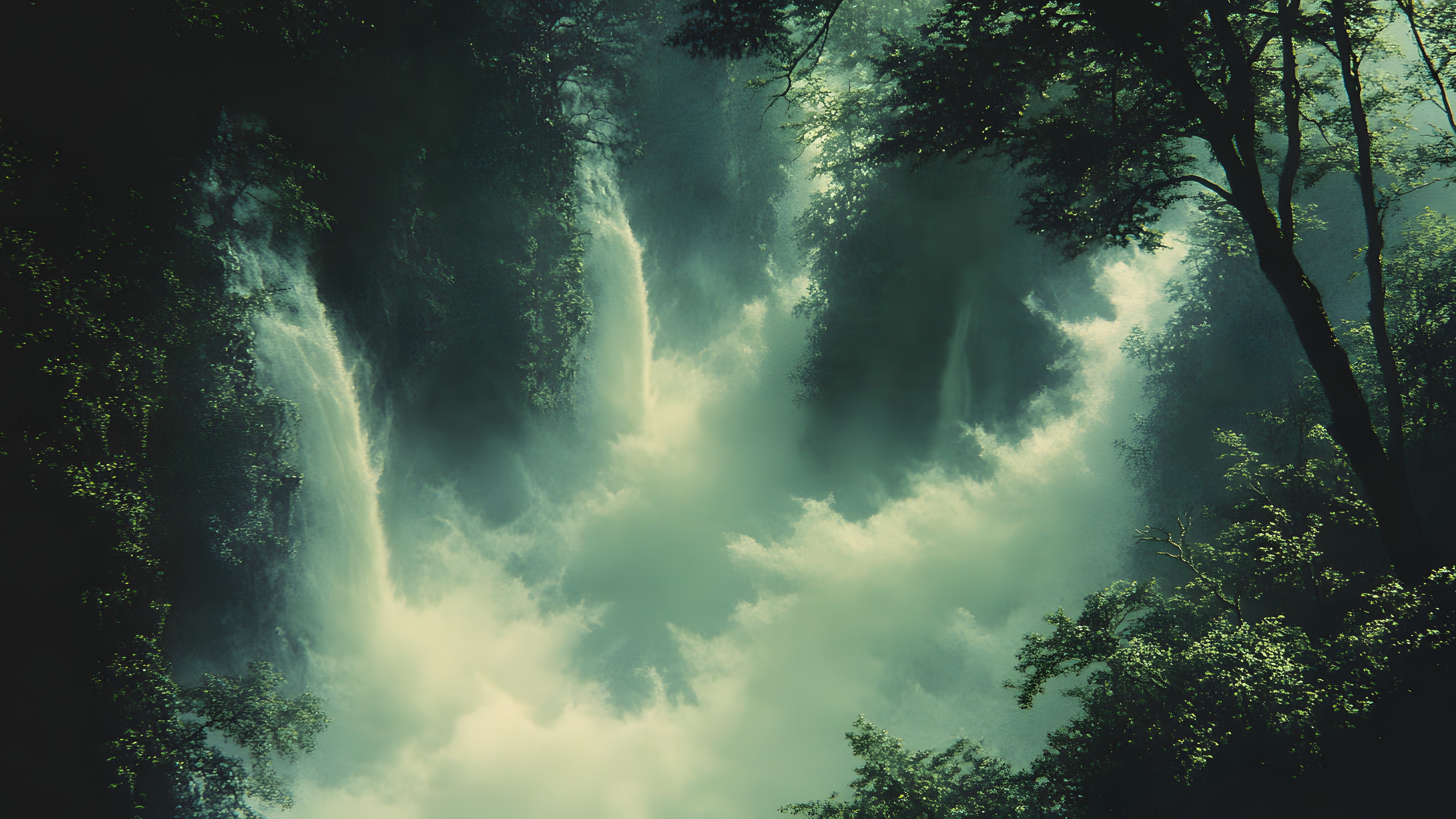 Nature, atmospheric phenomenon, Watercourse, Forest, Jungle, Mist, Sunlight, Fog, Rainforest, Stream, Waterfall, Water feature, Valdivian temperate rain forest, Old-growth forest, Tropical and subtropical coniferous forests, Spring, Temperate broadleaf and mixed forest, Mountain river, Haze, Chute