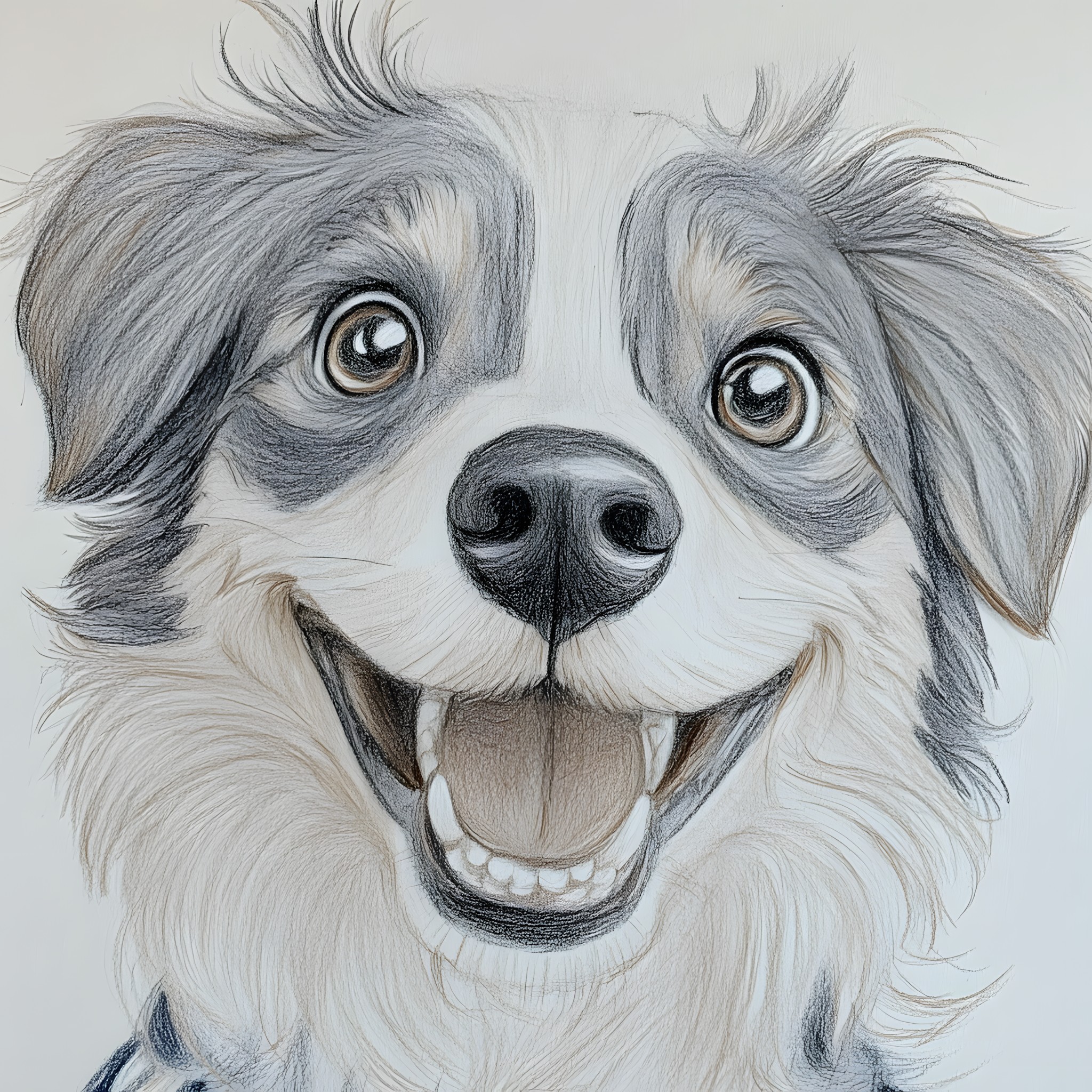 Dog, Facial expression, Snout, Drawing, Canidae, Whiskers, Sketch, Line art, Herding dog, Australian Shepherd