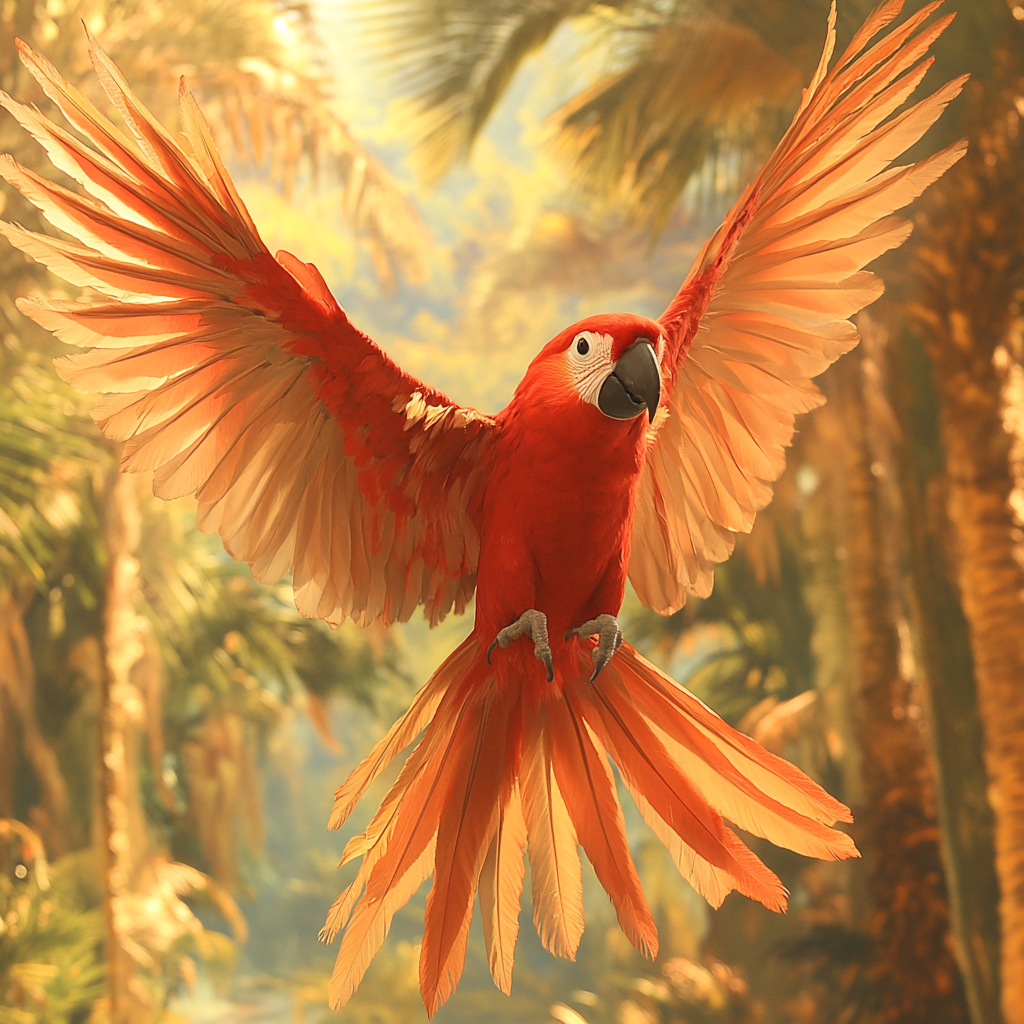 Bird, Red, Beak, Macaw, Parrot, Wing, Orange, Feather, Tail