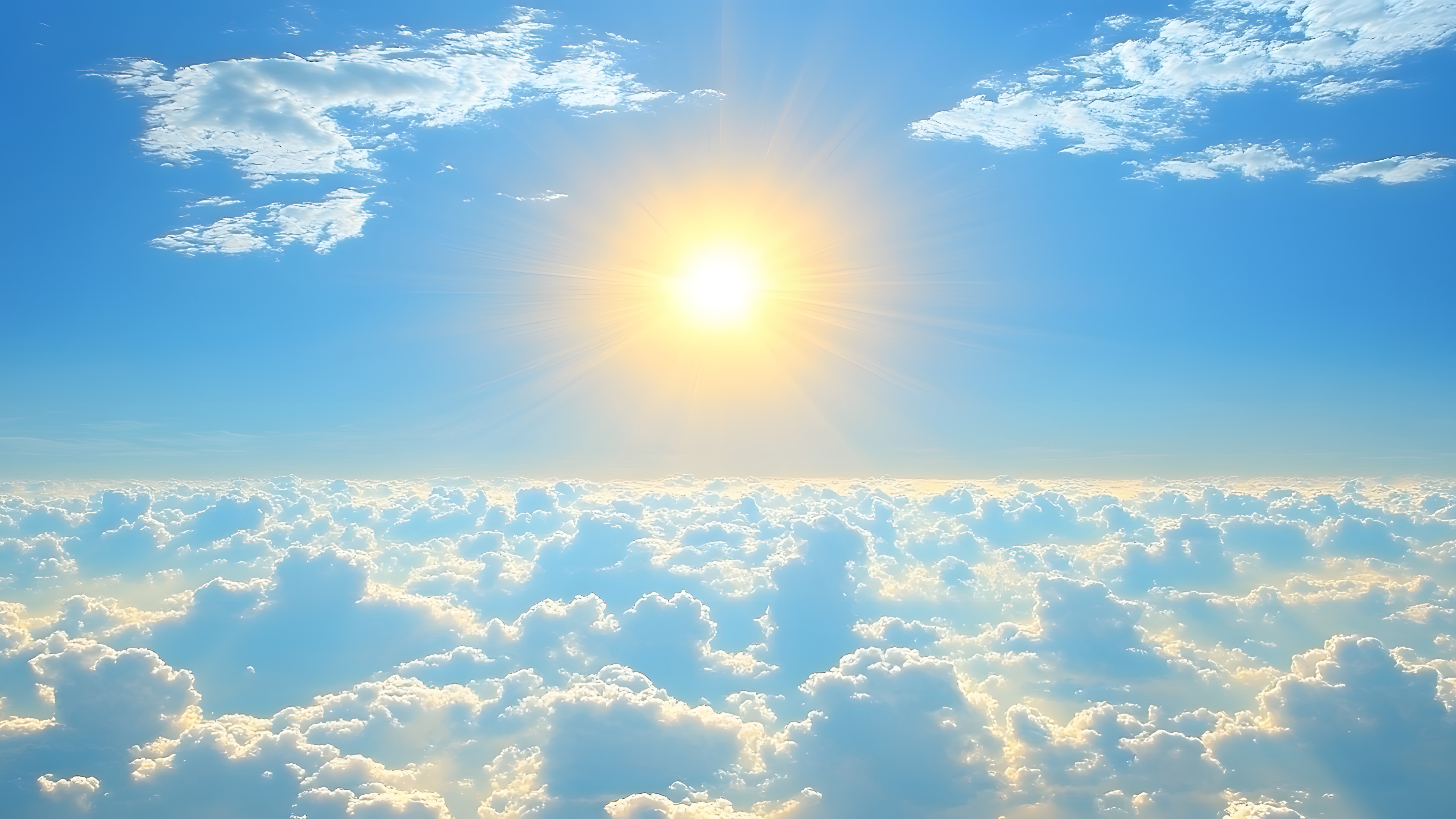 Blue, Sky, Cloud, Daytime, Sun, Cumulus, Meteorological phenomenon, Sunlight, Astronomical object, Sunrise, Lens flare