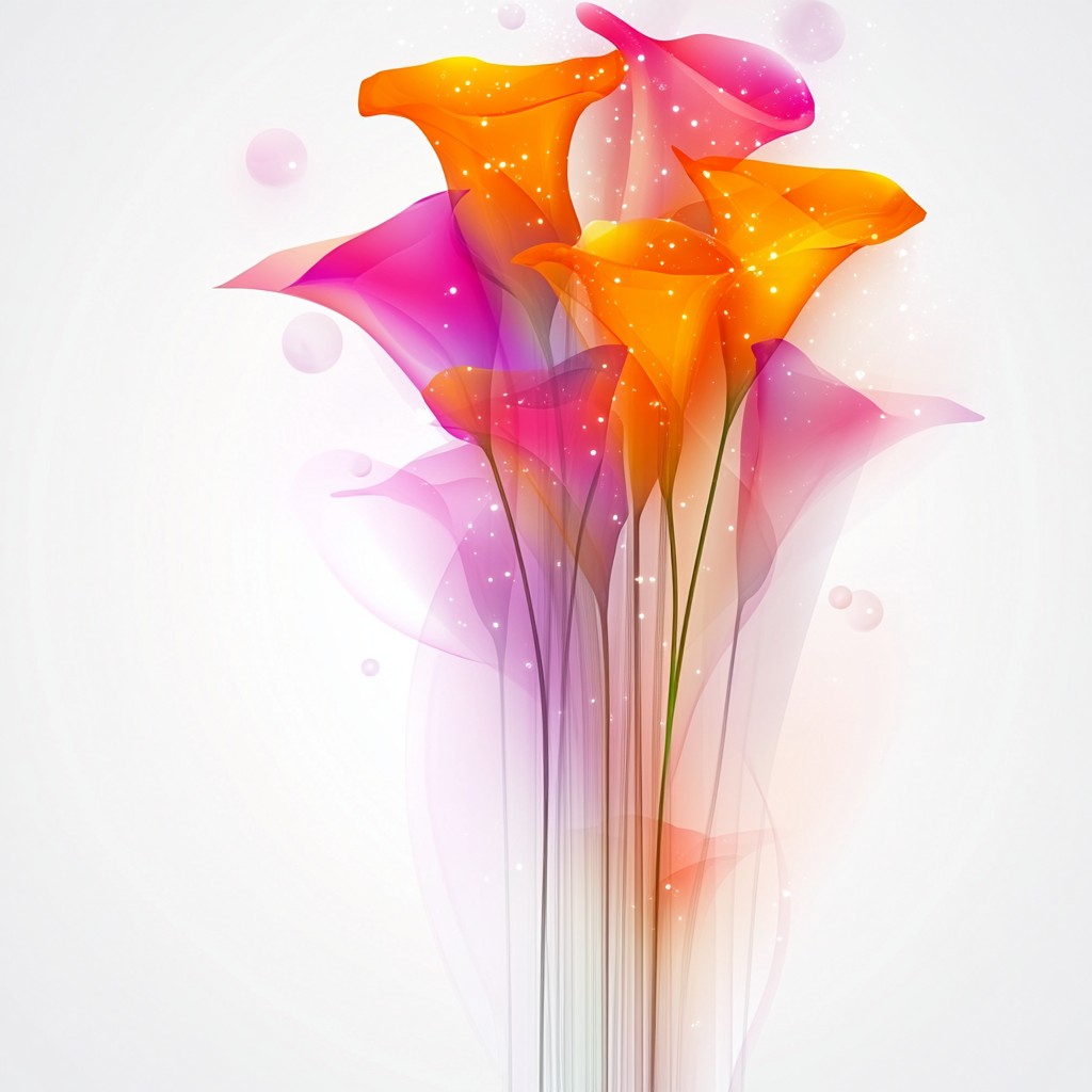 Flower, Red, Yellow, Petal, Pink, Orange, Cut flowers, Graphics, Floristry, Graphic design, Design, Floral design, Flower Arranging, Arums, Flower bouquet, Fractal art, Lilies, Water plantains, Geraniums