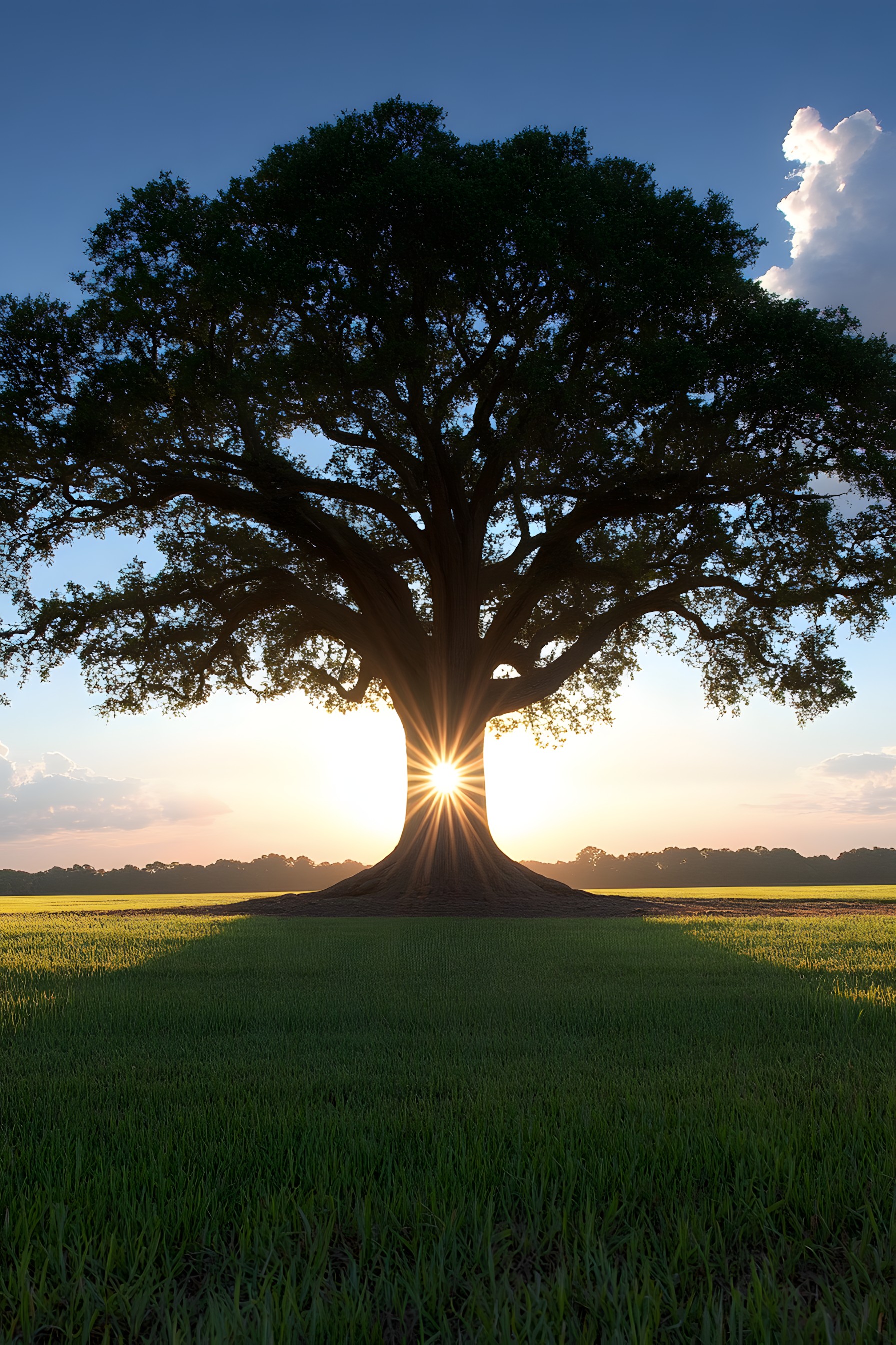 Tree, Nature, Branch, Natural landscape, Horizon, Landscape, Plain, Grassland, Trunk, atmospheric phenomenon, Dusk, Sunlight, Woody plant, Morning, Sunset, Backlighting, Evening, Field, Twig, Sunrise