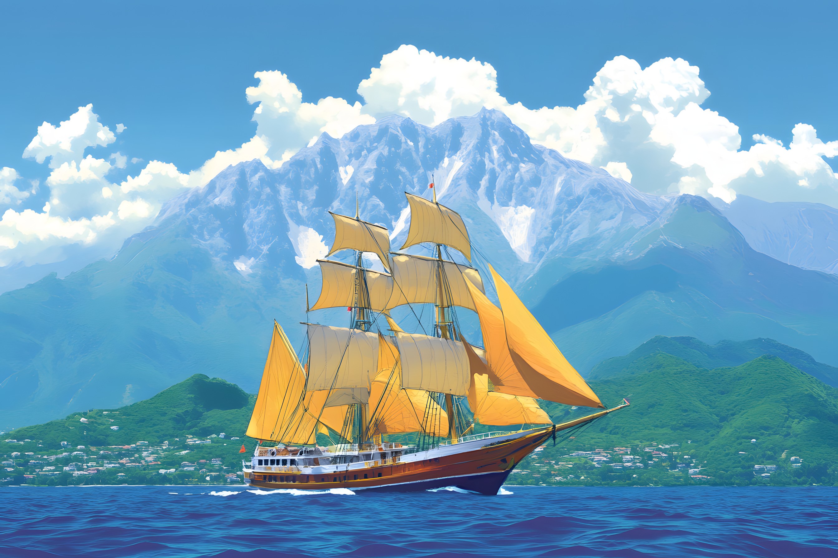 Boat, Sail, Watercraft, Sailing ship, Tall ship, Sailboat, Mast, Sea, Ocean, Ship, Full-rigged ship, Barquentine, Sailing, Sailing, Naval architecture, Brig, Windjammer, Windsport, Clipper, Brigantine