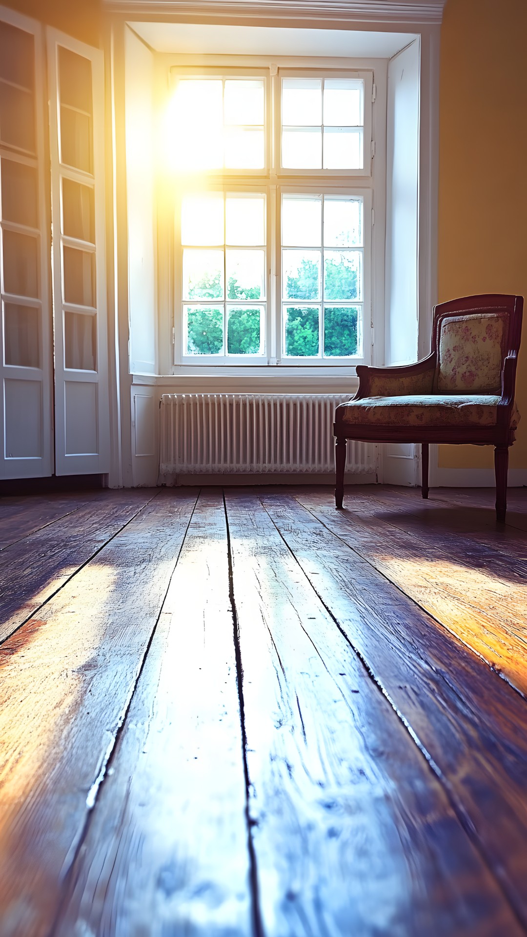 Blue, Wood flooring, Flooring, Floor, Wood, Laminate flooring, Interior design, Hardwood, Plank, Wood stain, Varnish, Daylighting, Symmetry, Cleanliness, Paint, Carpet, Living room, Plywood, Den, Tile