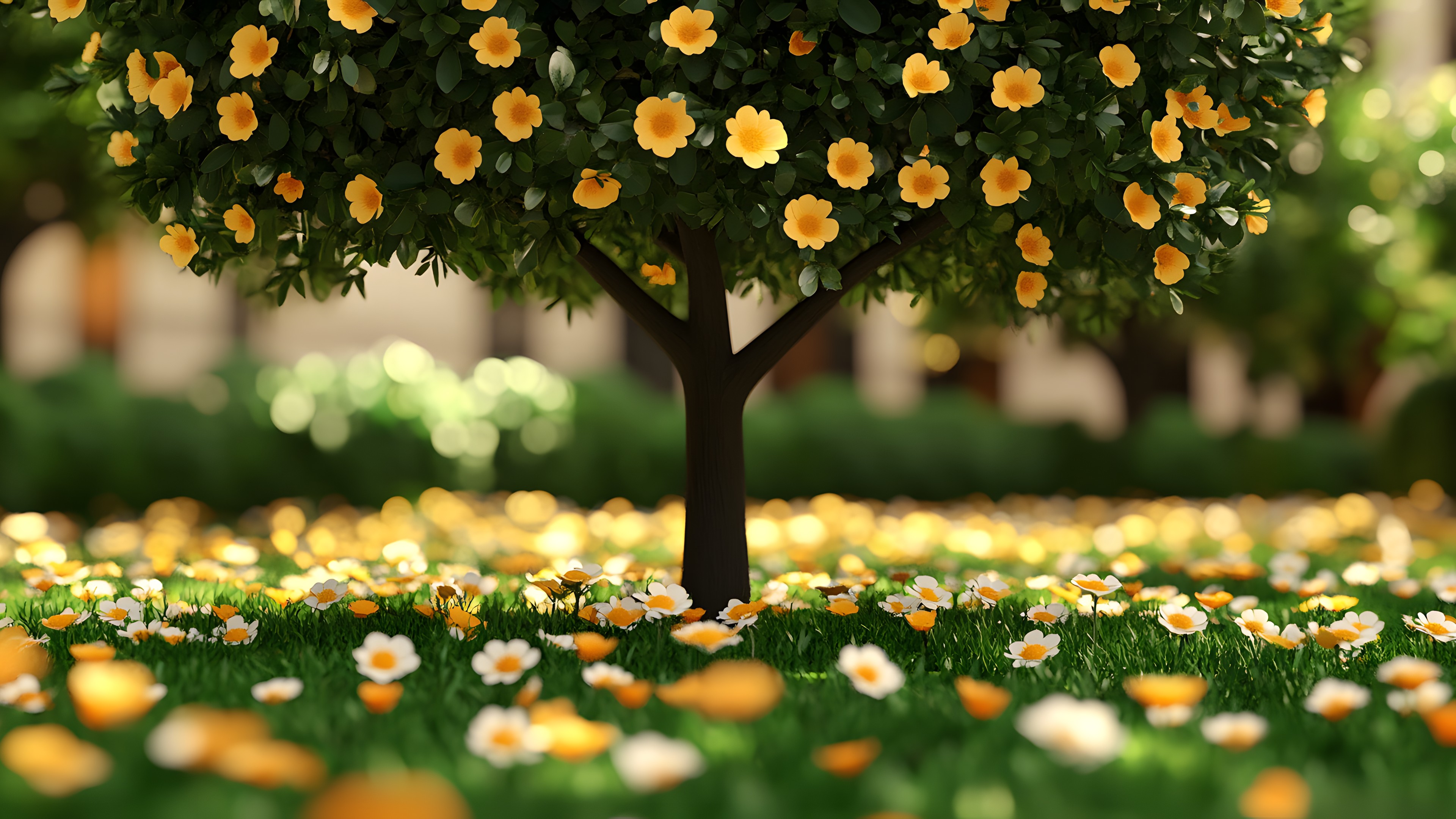 Yellow, Petal, Orange, Garden, Spring, Lawn, Landscaping, Botanical garden, Perennial plant, Plantation, Tulip