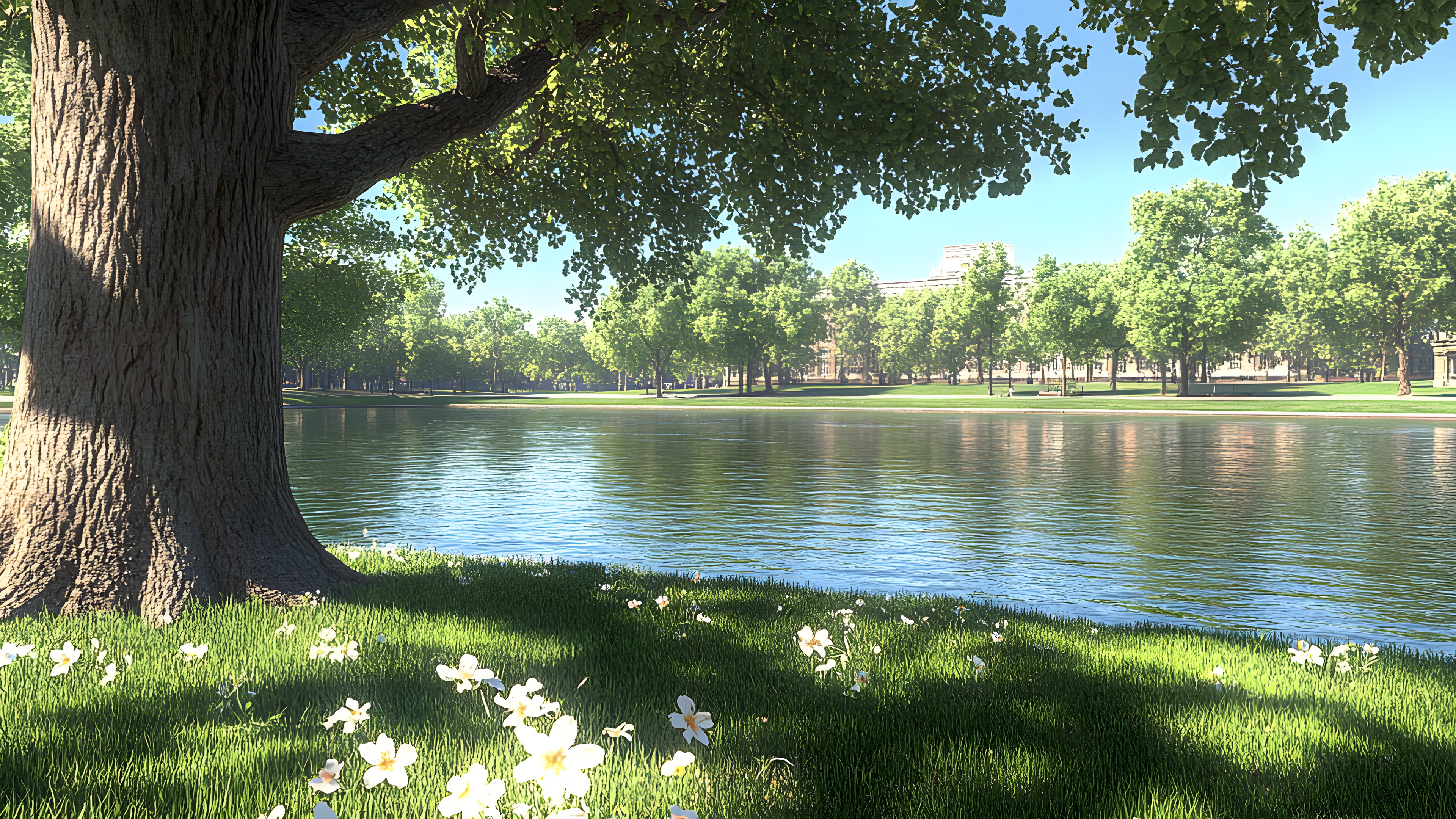 Water, Green, Tree, Nature, Grass, Bank, Watercourse, Reflection, Lake, Spring, River, Garden, Pond, Park, Reservoir, Channel, Meadow, Fluvial landforms of streams, Landscaping, Wetland