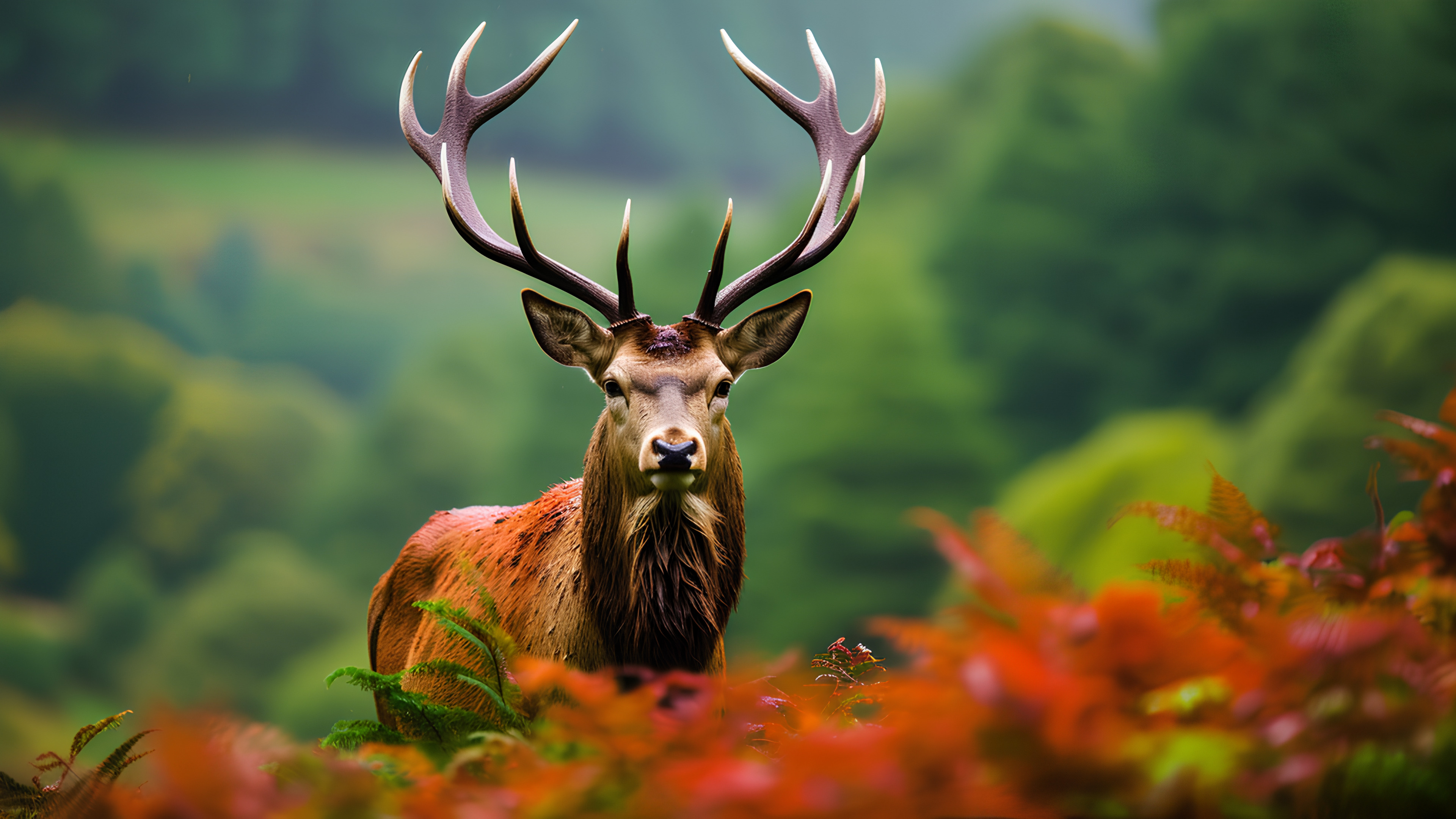 Nature, Natural landscape, Plant, Grass, Fawn, Terrestrial animal, Landscape, Natural material, Grassland, Deer, Meadow, Sky, Snout, Forest, Groundcover, Wildlife, Close-up, Horn, Tree, Nature reserve