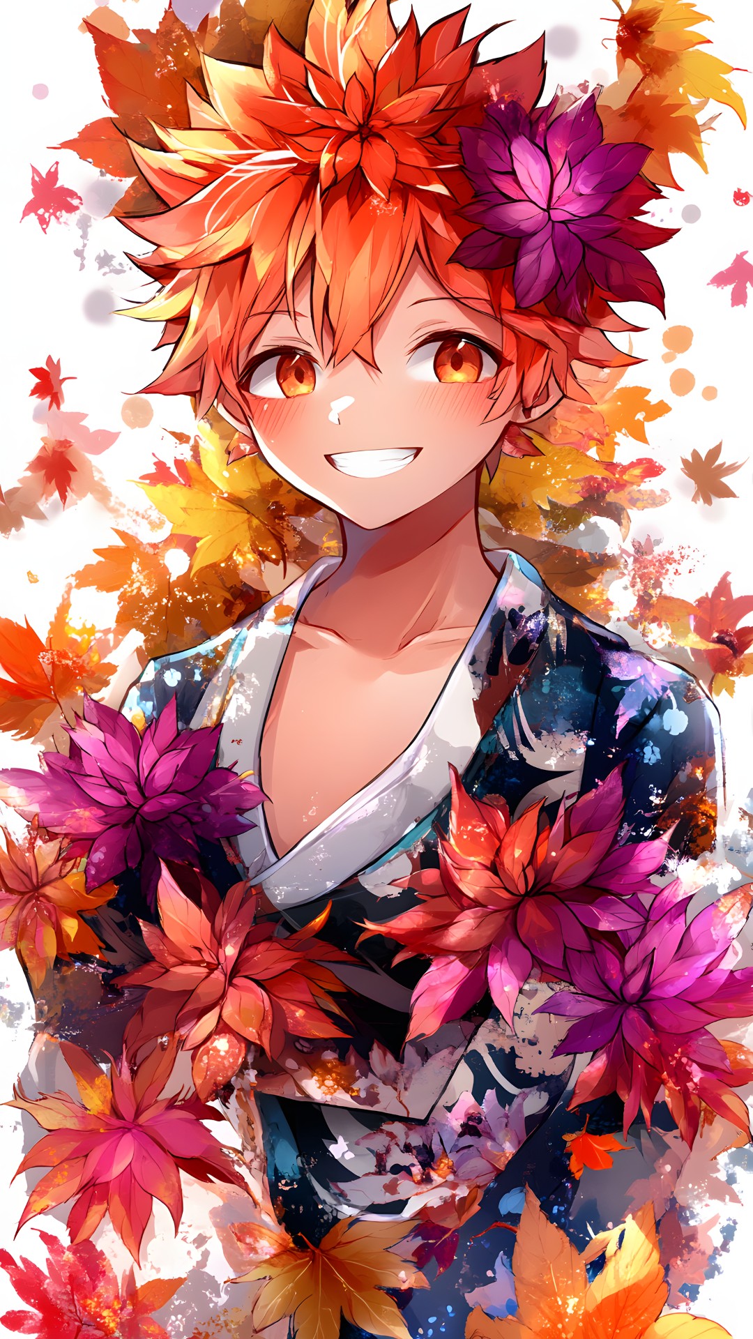 Red, Orange, Fictional character, Autumn, Anime, Red hair, Animation, Maple leaf