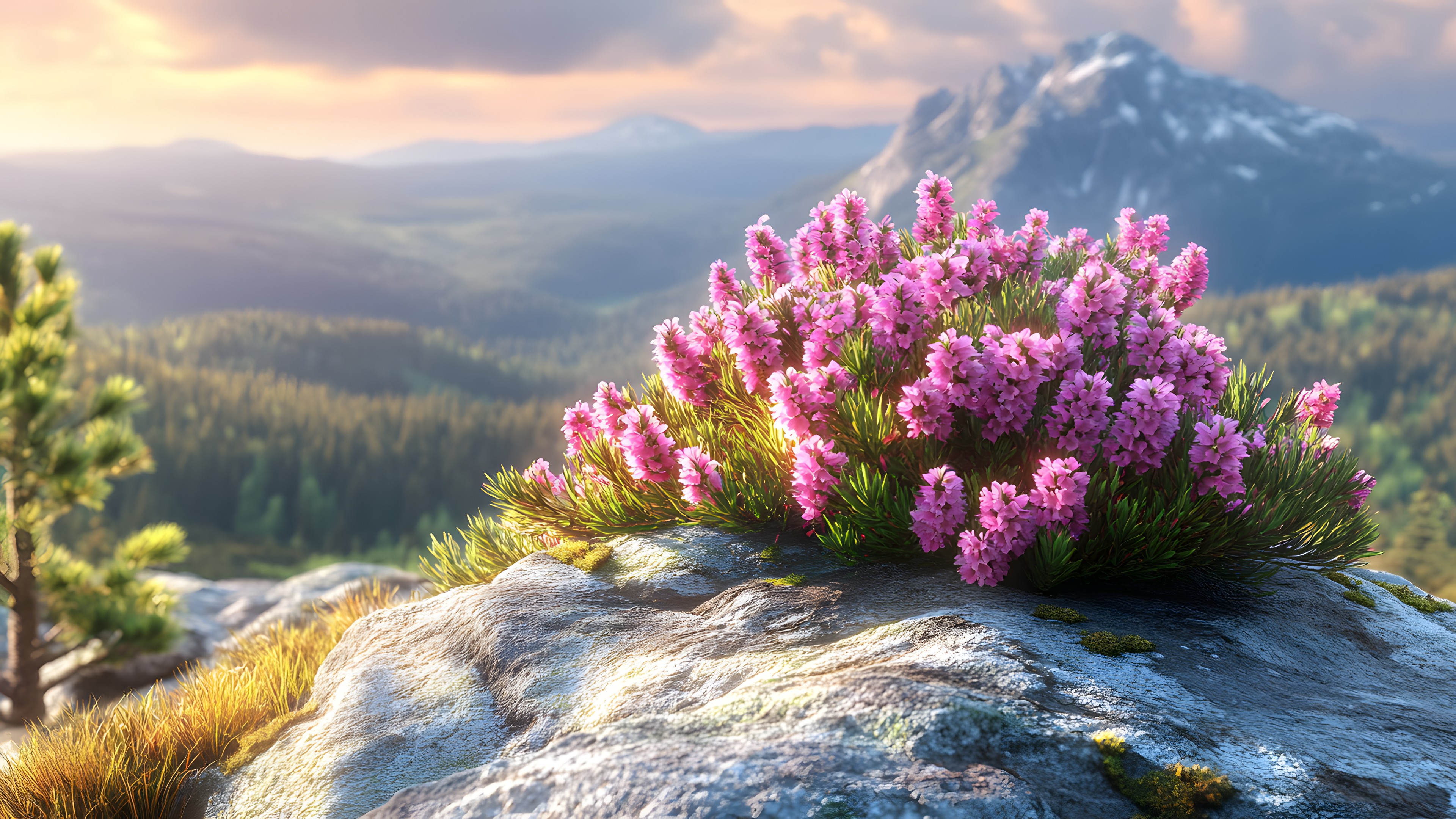 Flower, Pink, Flowering plant, Wildflower, Purple, Valley, Conifers, Larch, Perennial plant, Pine family, Forb, Lupine, Panorama, National park, Broomrapes, Indian paintbrush, Pine, Rhododendron