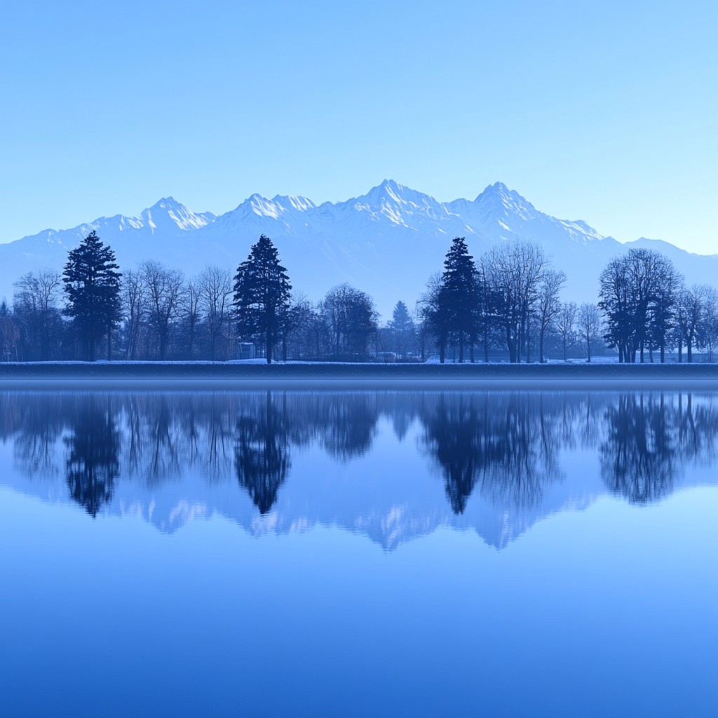 Blue, Water, Water resources, Body of water, Nature, Natural landscape, Reflection, Mountain, Bank, Lake, Mountain range, Loch, Winter, Larch, Reservoir, River, Alps, Symmetry, Lake District, Valley