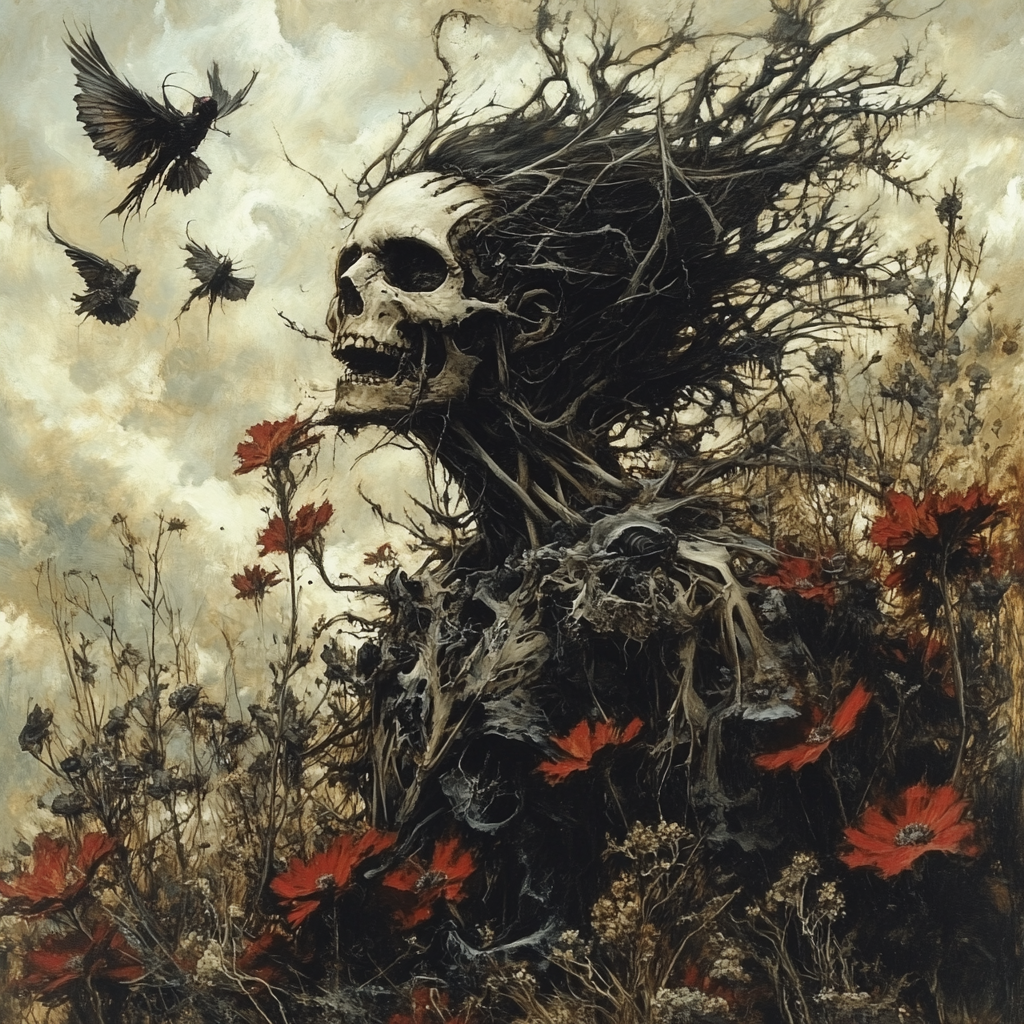 Bird, Bone, Crows, Crow family, Fictional character, Common raven, Skull, Graphics, Watercolor painting, Passerine, American crow