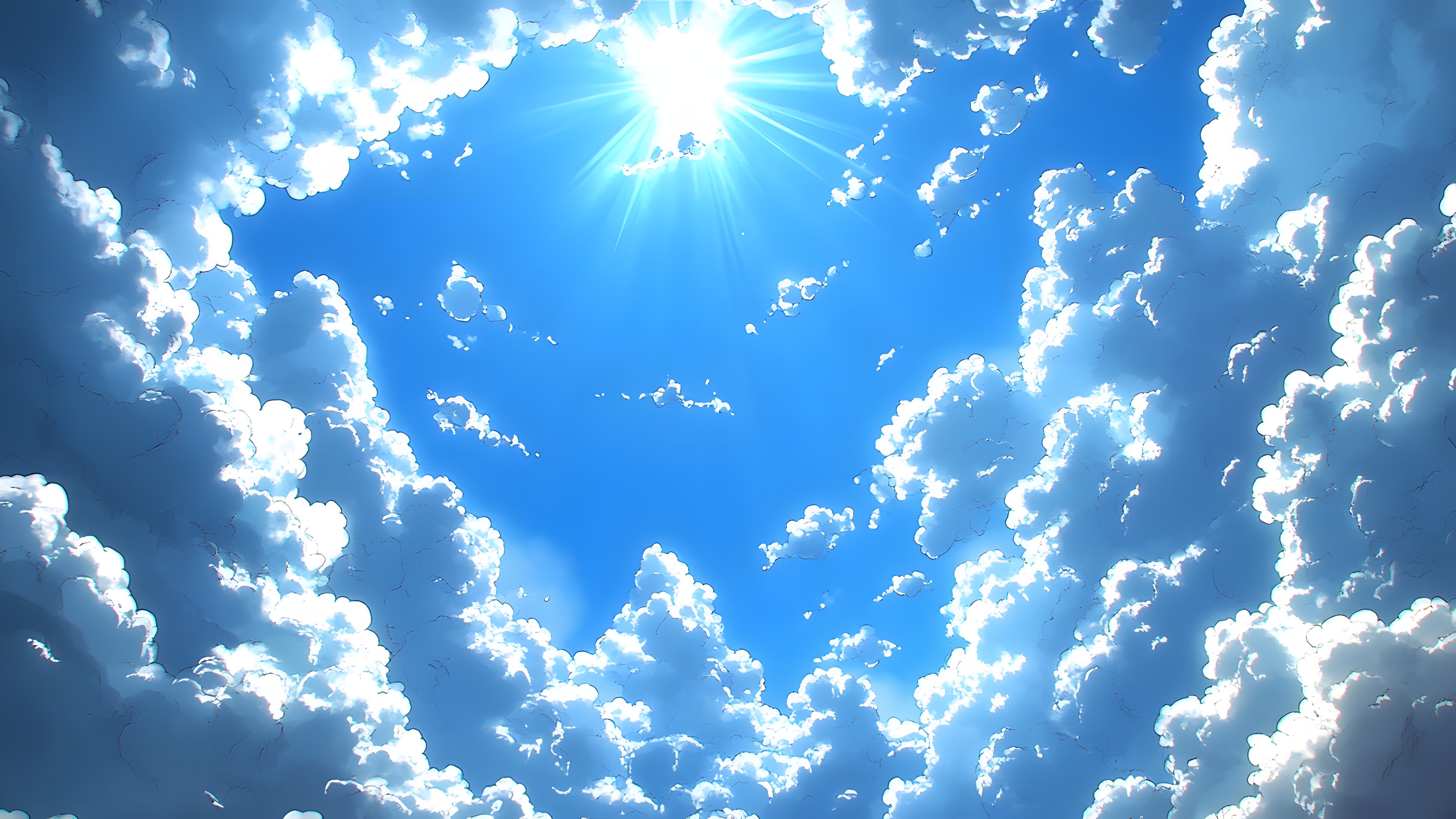 Cloud, Blue, Sky, Daytime, Cumulus, Meteorological phenomenon, Sunlight, Sun, Lens flare