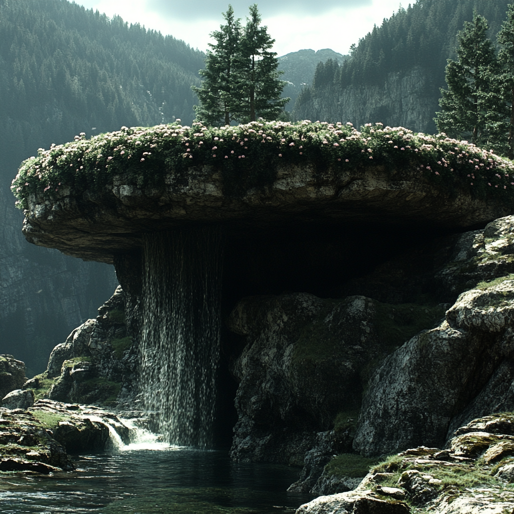Rock, Forest, Geological formation, Old-growth forest, Conifers, Outcrop, Moss, Boulder, Mountain river, Valdivian temperate rain forest, Tropical and subtropical coniferous forests, Pine family, National park, Fir