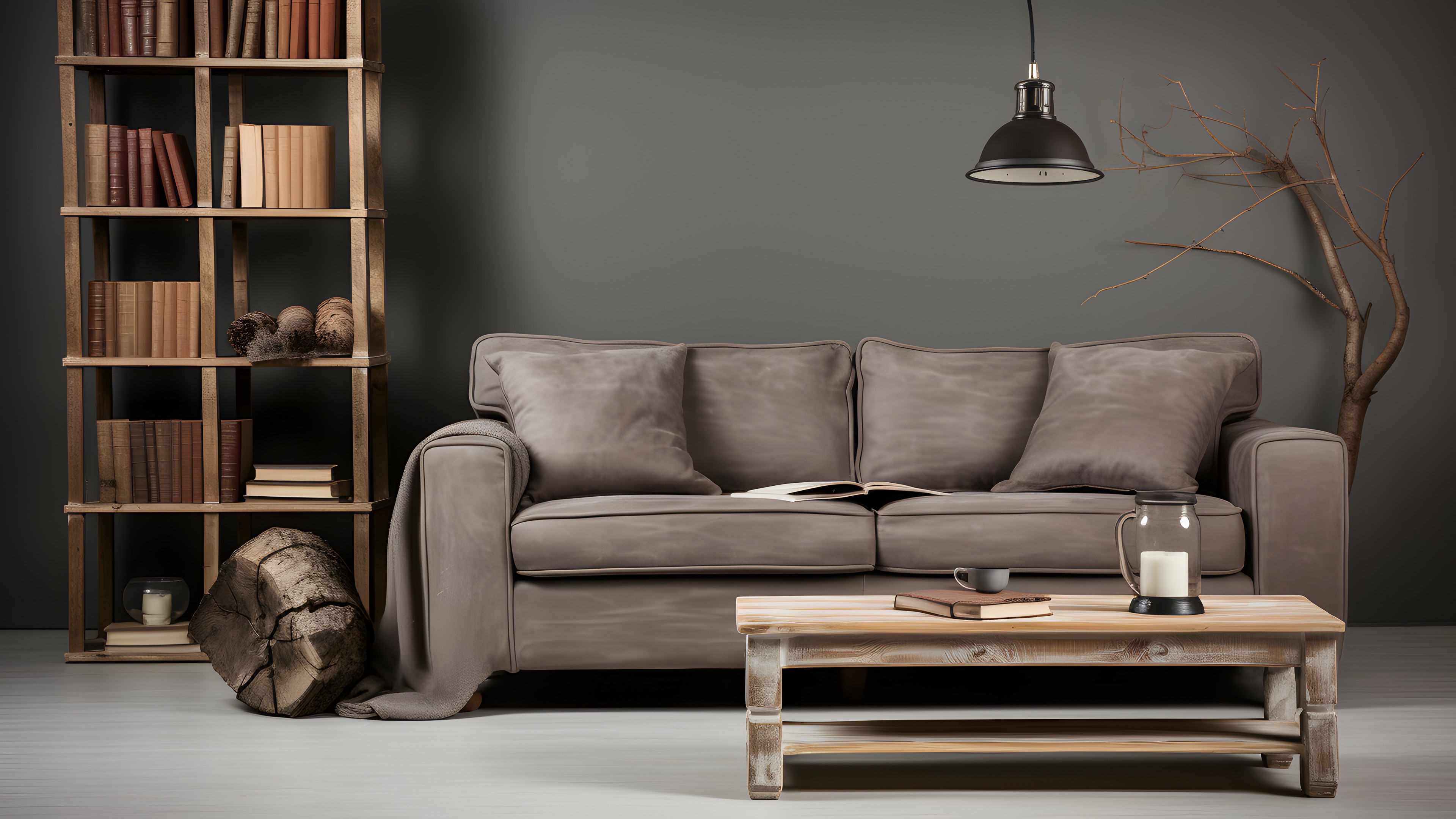 Brown, Furniture, Couch, Table, Shelf, Rectangle, Wood, Comfort, studio couch, Interior design, Grey, Beige, Sofa bed, Floor, Line, Building, Bookcase, Hardwood, Flooring, Living room